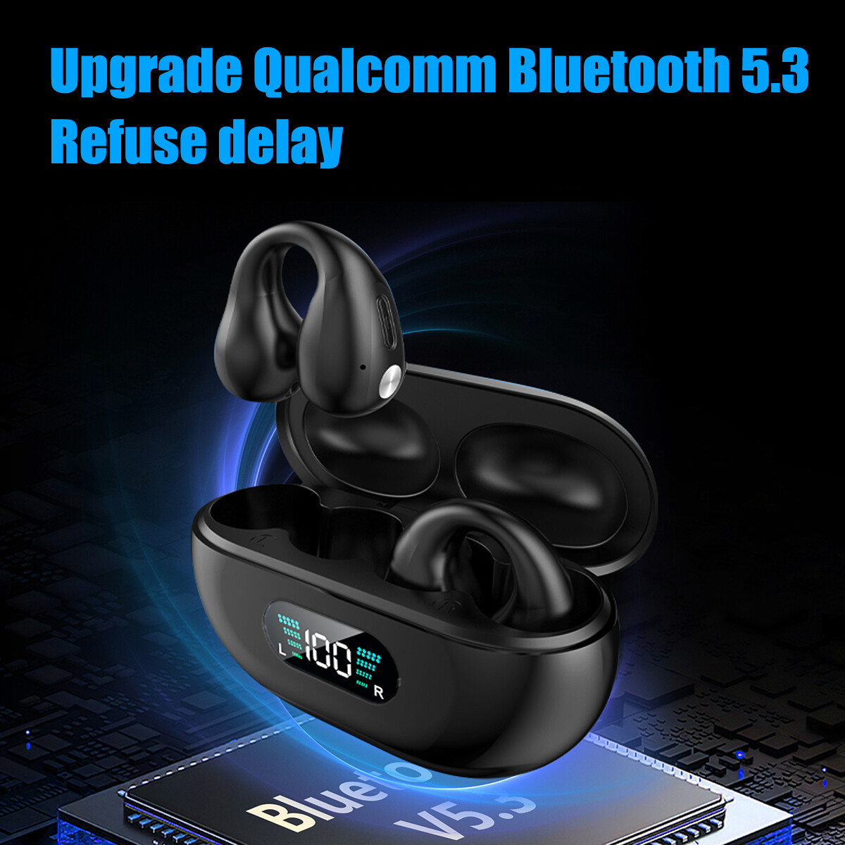 Wireless Bluetooth 5.3 Earbuds Ear Clip Bone Conduction Headphones Sport Headset