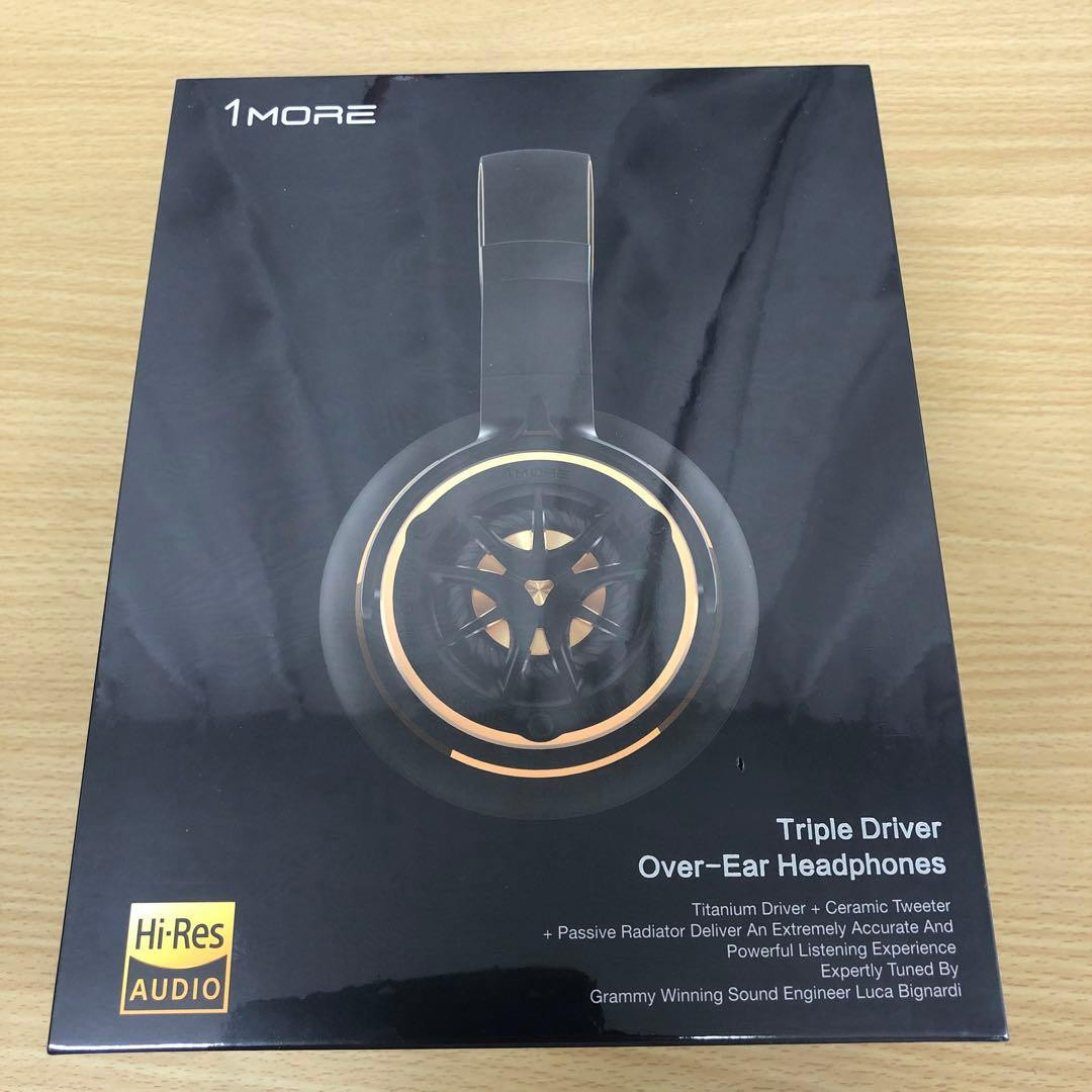 1MORE H1707 Triple Driver Over Ear Headphones Wired Hi-Res Audiophile Gold Black