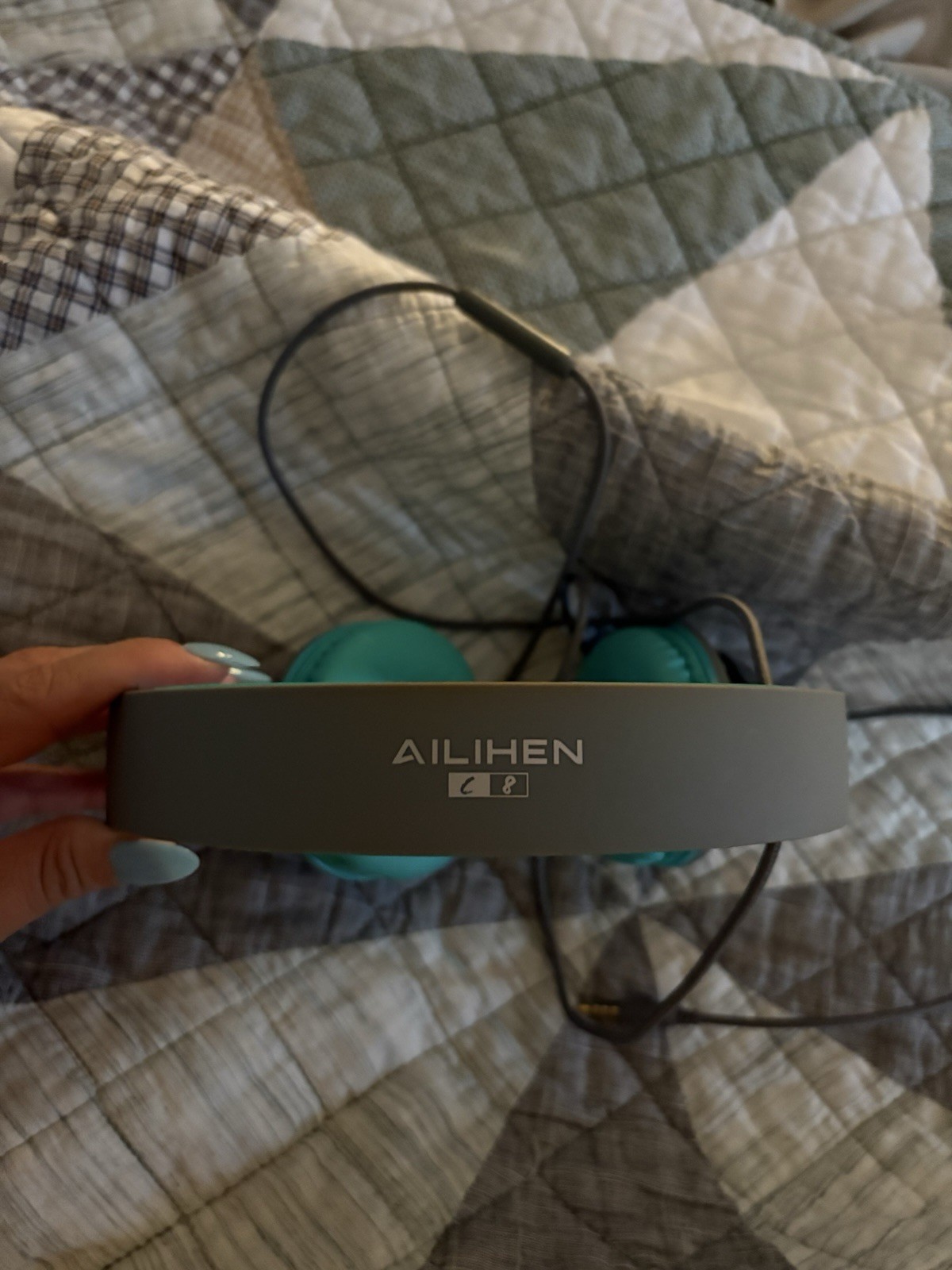 Ailihen Turquoise C8 Wired On-Ear Foldable Headphones Excellent