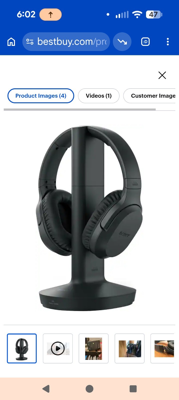 Sony WH-RF400R RF Wireless Headphones Black with Charging Stand