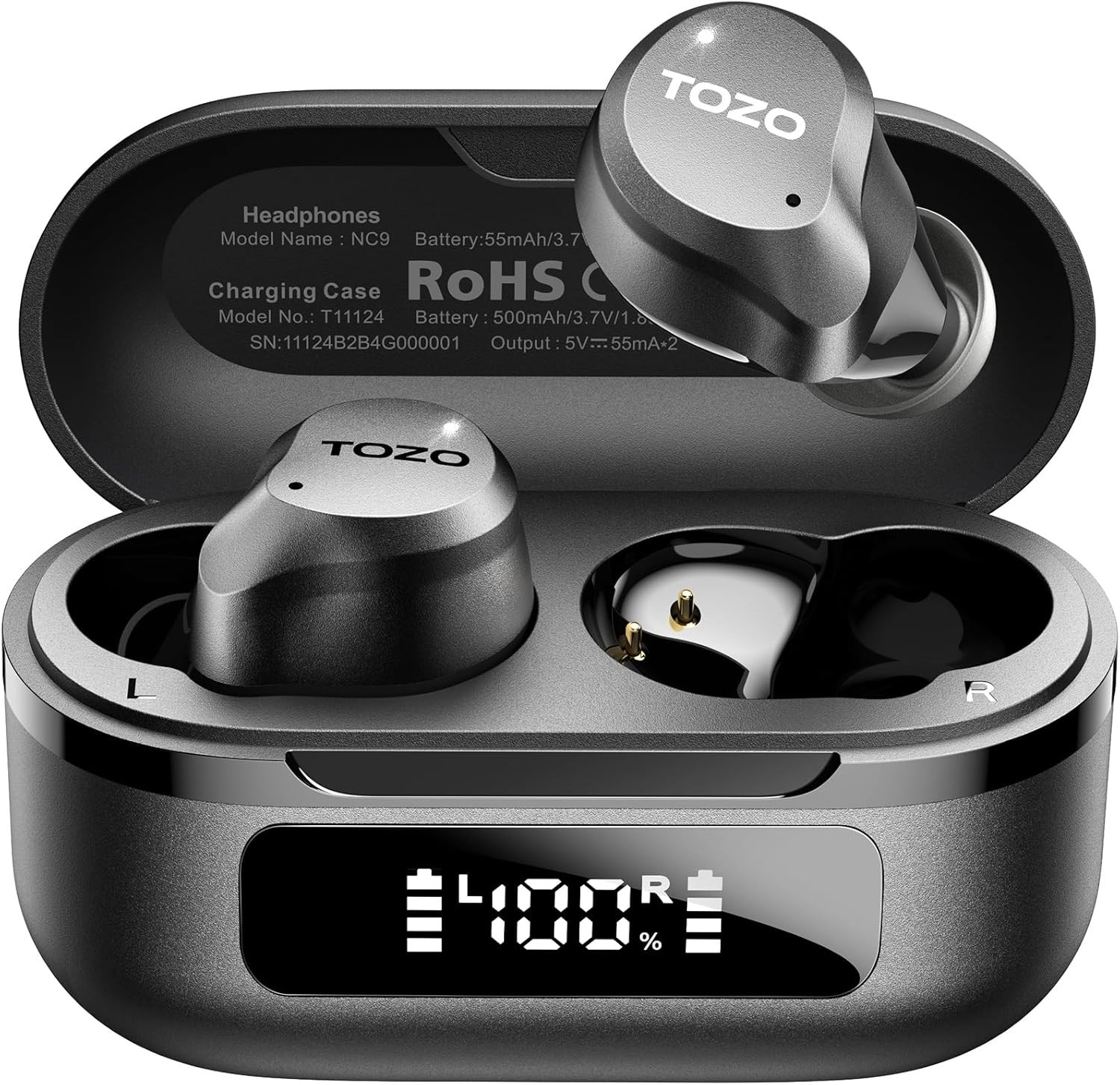 NC9 Hybrid Active Noise Cancelling Wireless Earbuds, 6 Mics ENC Clear Call, W…