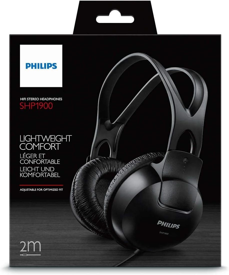 Philips SHP1900/10 Stereo Headphones 40mm drivers, closed-back, 2-m cable