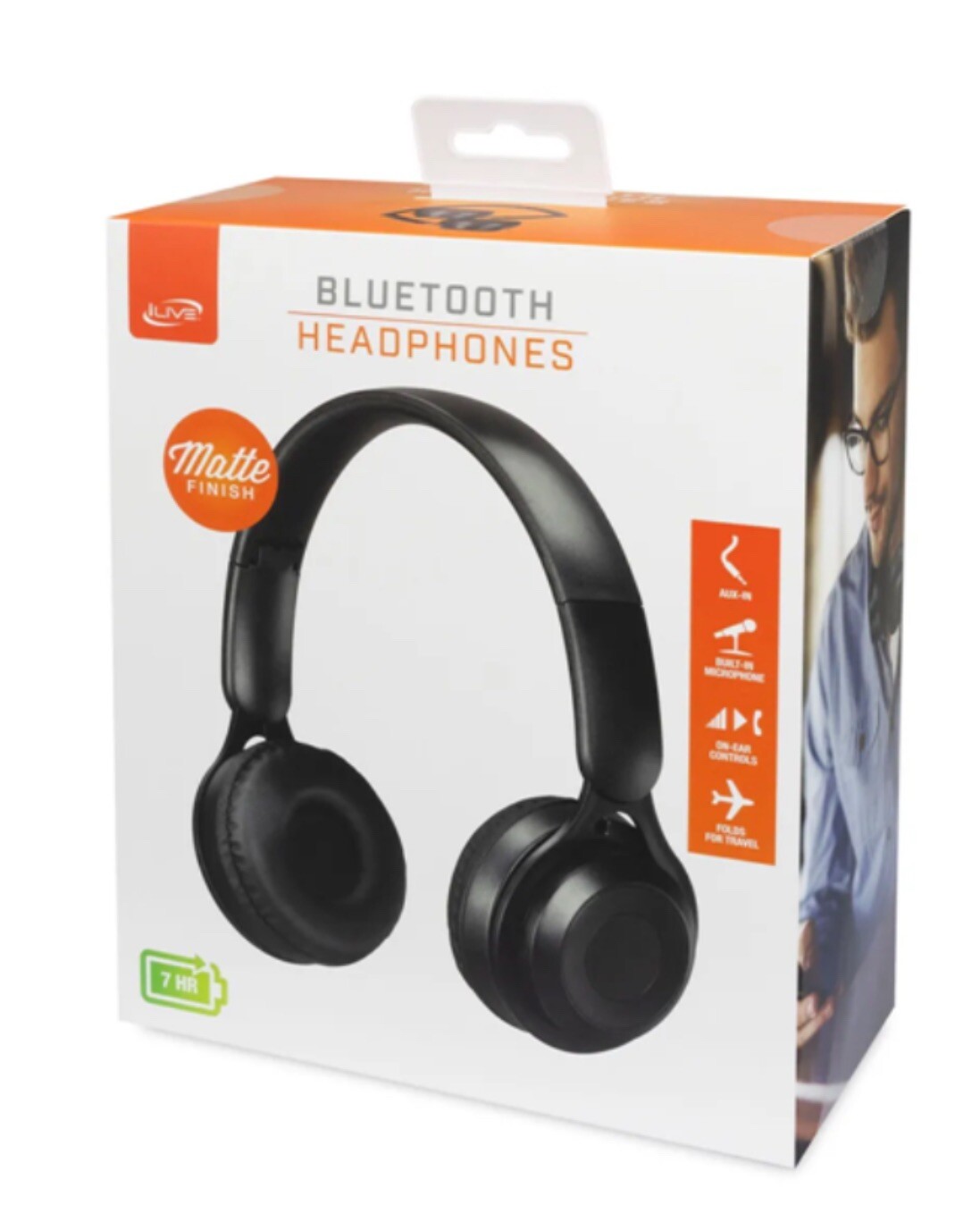 iLive IAHB48MB Bluetooth Over-The-Ear Headphones w/Microphone (Matte Black), New