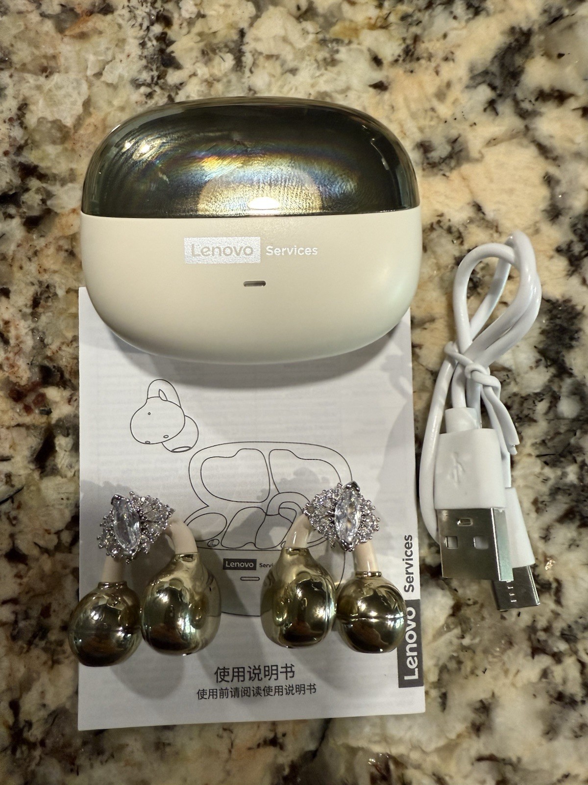 Lenovo LE302 Bluetooth Ear Clip Headphones Ear Buds With Ear Jewelry Included