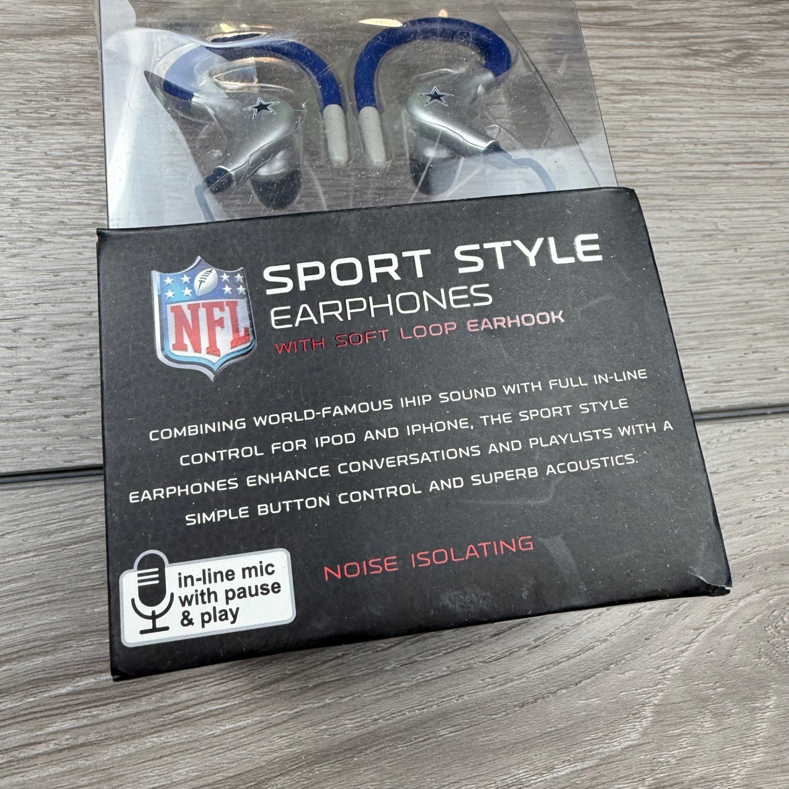 iHip Unisex NFL Dallas Cowboys Sport Style Earphones Silver Blue OS New