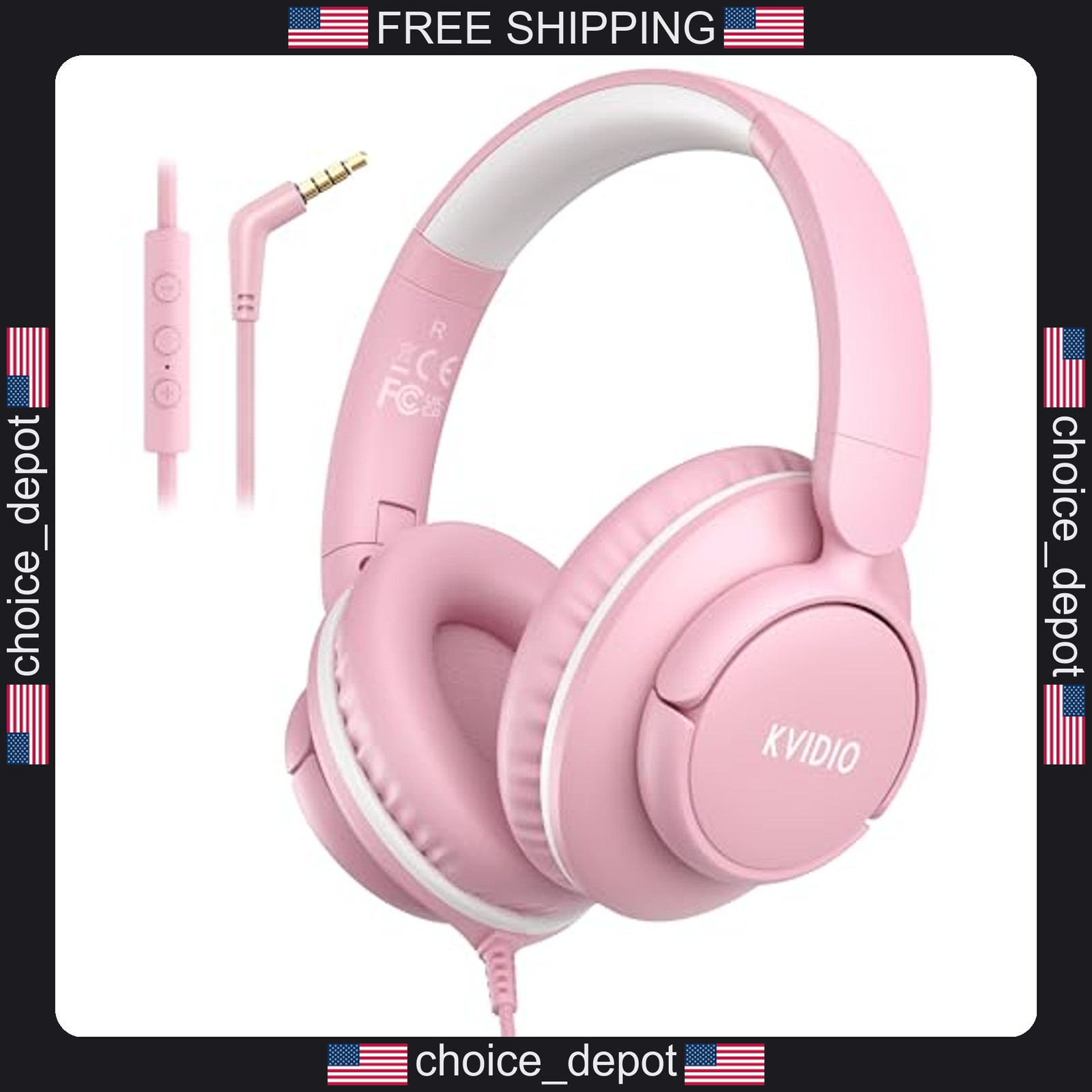 Wired Over Ear Headphones with Microphone for Travel and Music