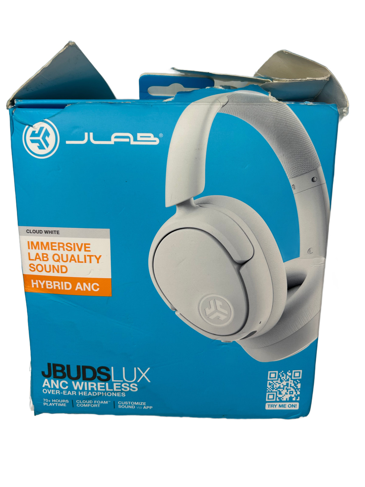 JLAB JBuds Lux ANC Wireless Over-Ear Headphones Cloud White Hybrid Noise