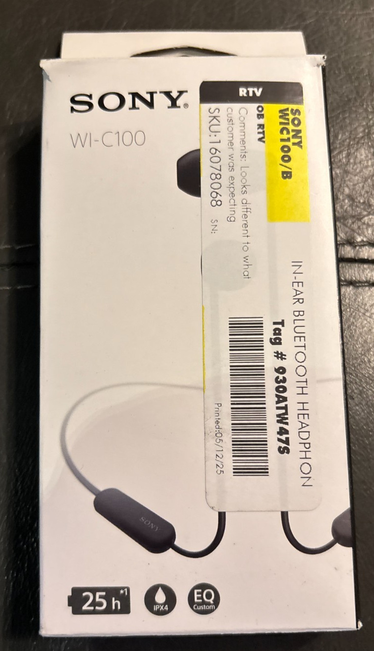 Sony WI-C100 Wireless In ear Bluetooth Headphones – Black – WIC100/B