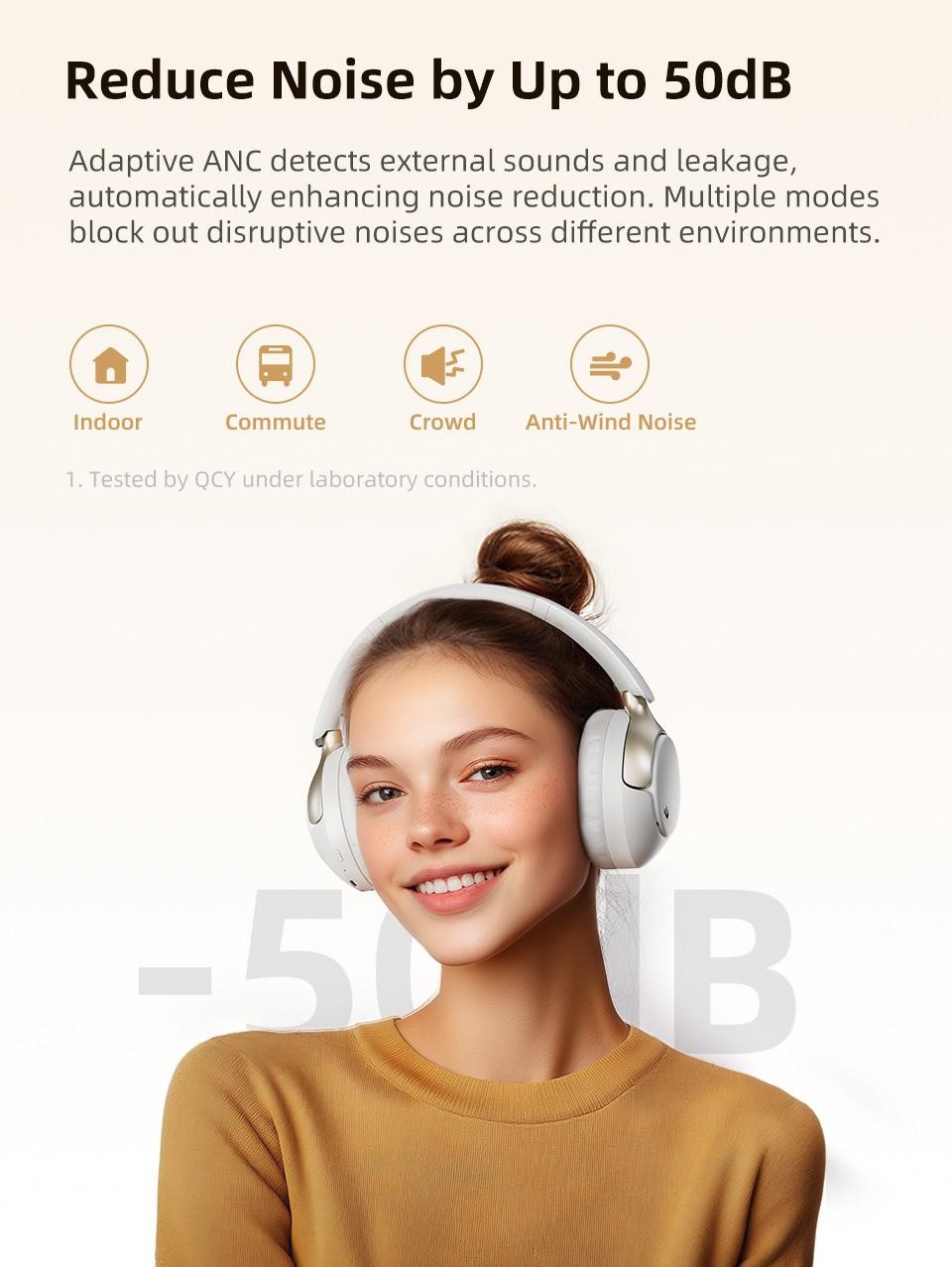 Qcy H3 Pro Anc Wireless Headphone 50db Noise Canceling Hi-res Spatial Audio Earp