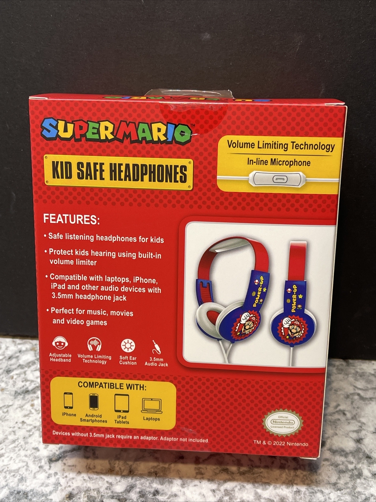 Super Mario Kid Safe Headphones with Microphone