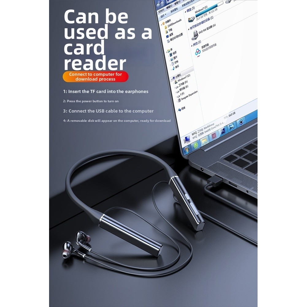 Wireless Neckband Headphones with BT 5.0 Stable Connection 10M Range 100H