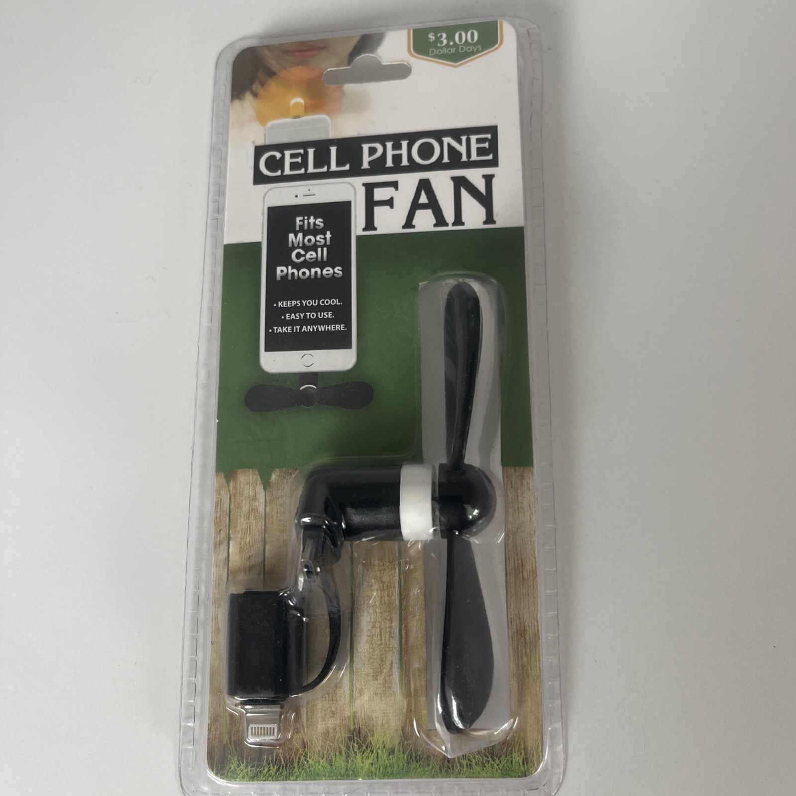 Cell Phone Fan Black New, Sealed Packaging