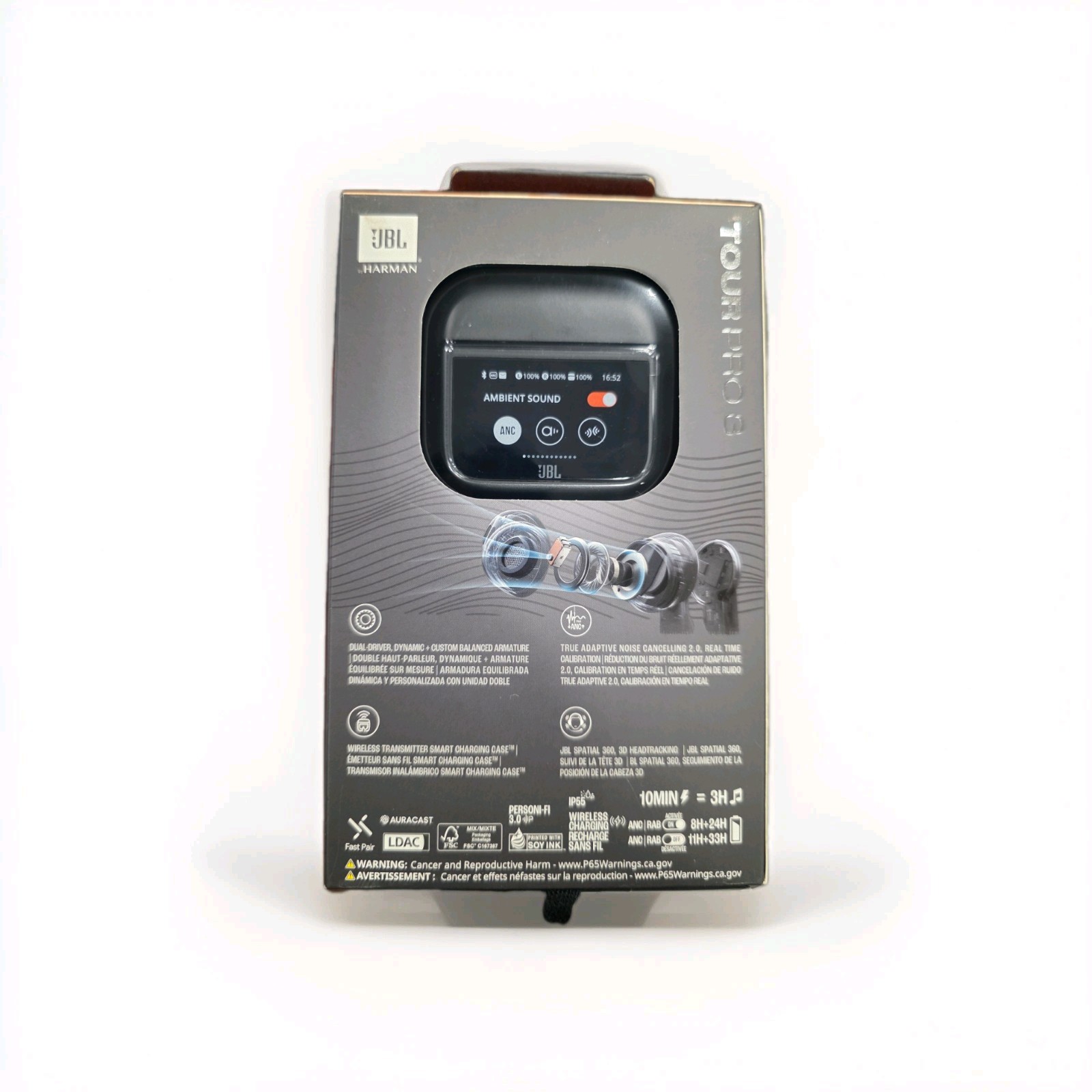 JBL Tour Pro 3 Noise Cancelling Earbuds (color: Black) Smart Charging Case