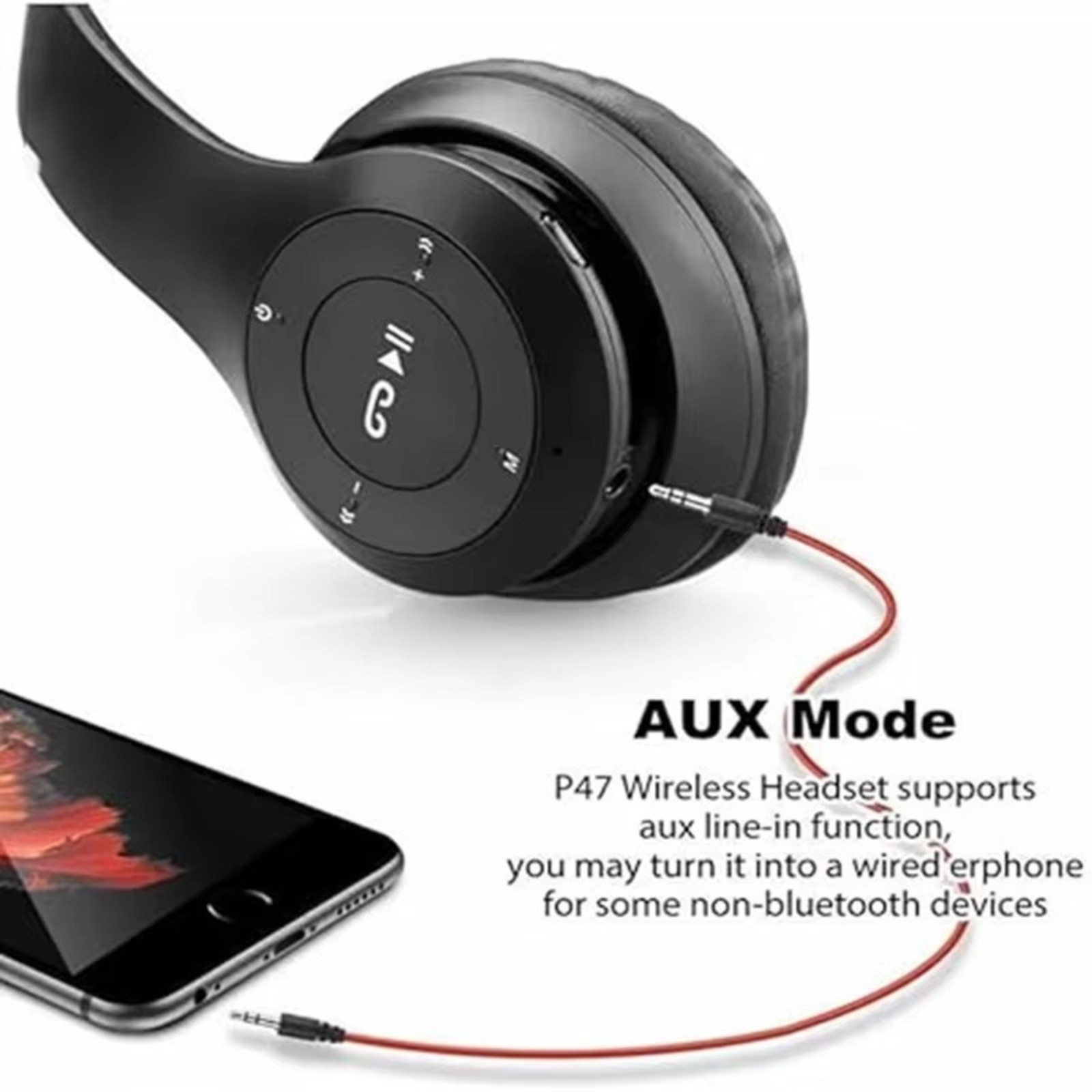 Wireless Headphones Headsets Super Bass Bluetooth Foldable Stereo Earphones Mic