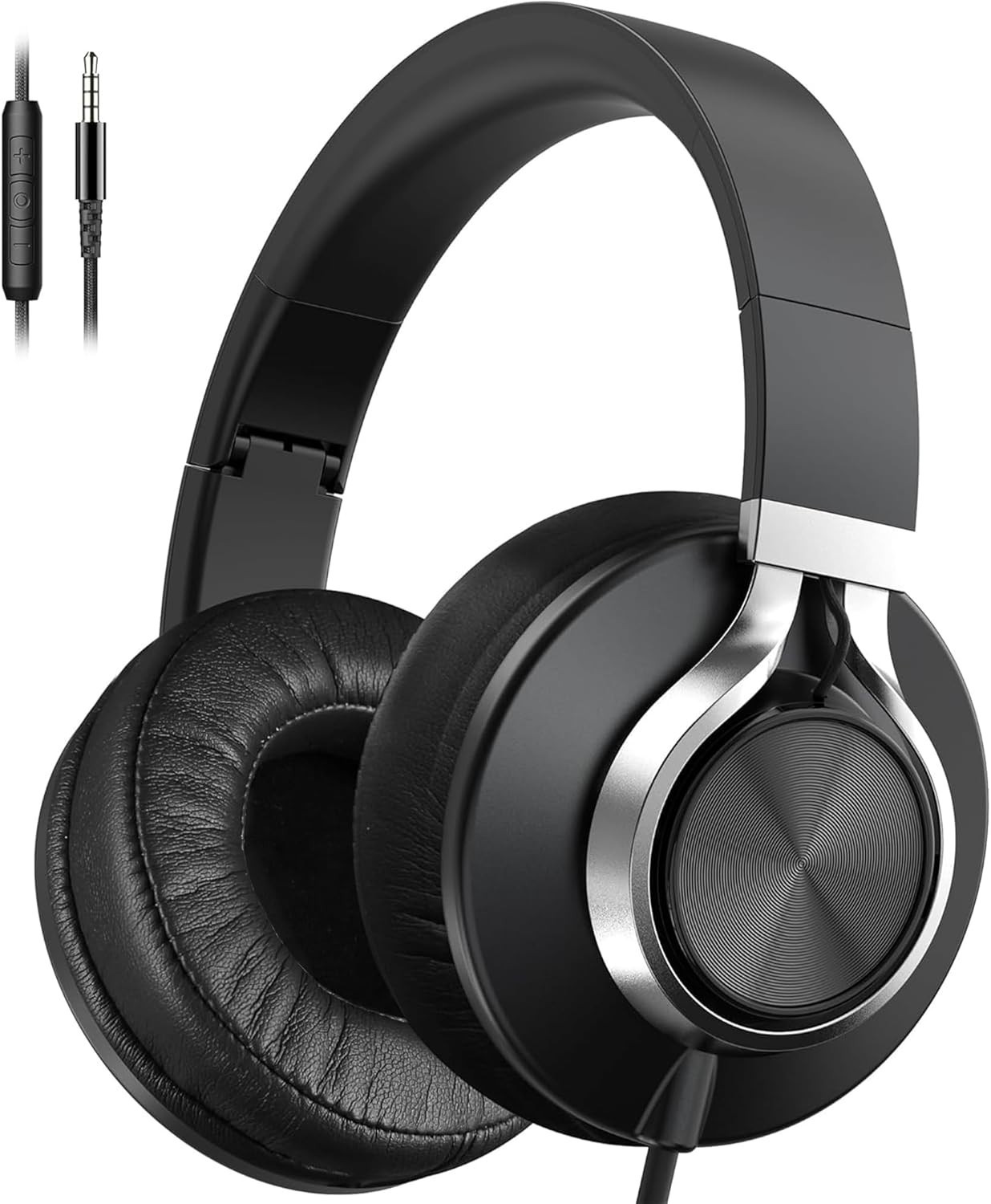C90 Wired Headphones with Microphone – Black