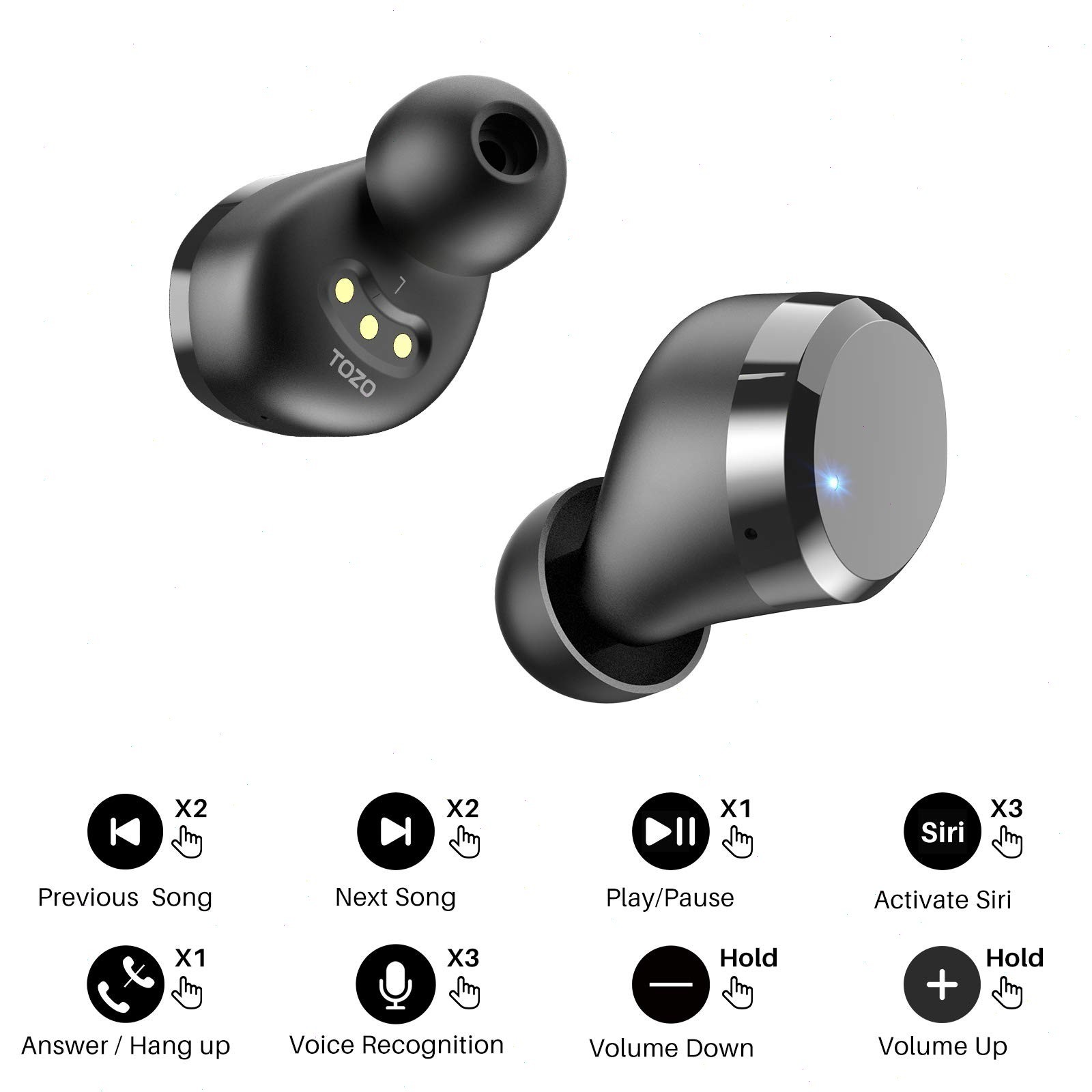 TOZO T12 Wireless Earbuds ENC Noise Cancelling Headphones IPX8 Waterproof