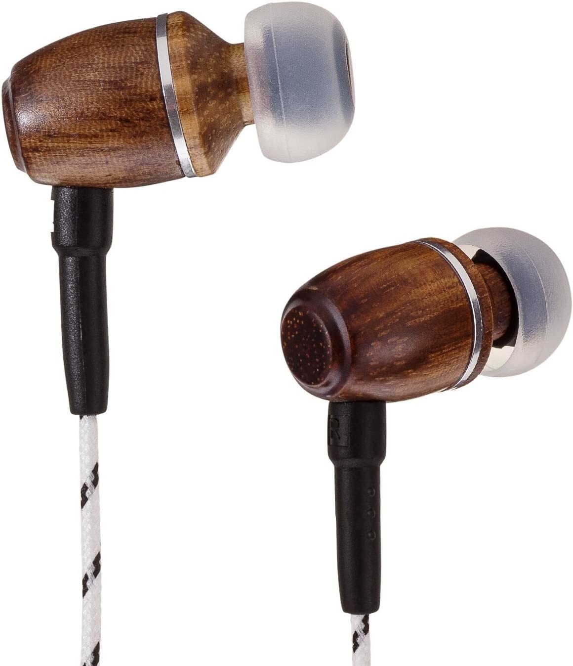 Onyx Genuine Wood in-Ear Noise-isolating Headphones| Earbuds (Zebra)