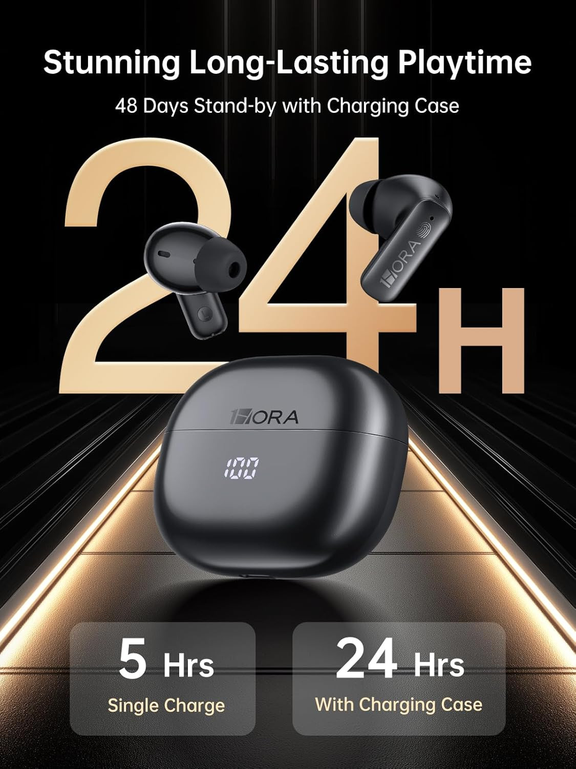 Active Noise Cancelling Wireless Earbuds, Built-In 4 Mics, Bluetooth 5.4 in Ear