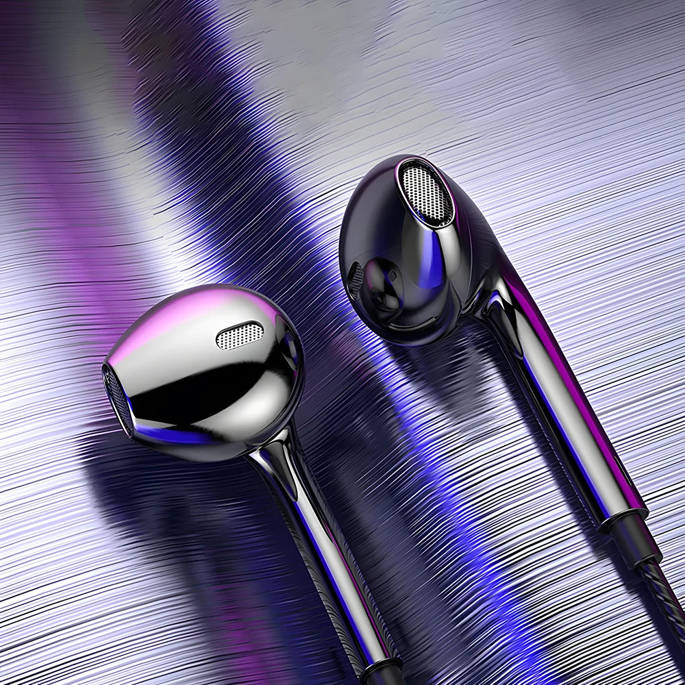 Type C Wired Earphones In-Ear Headset with Microphone 3.5mm Stereo Bass Headphon