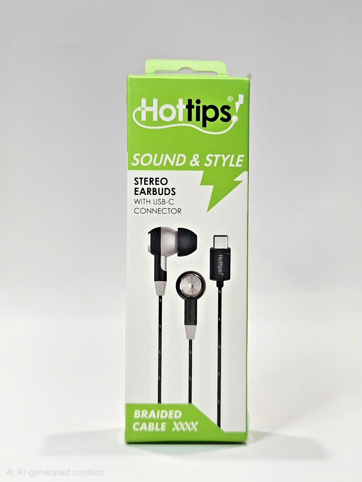 Hottips Sound & Style Stereo Earbuds with Tangle Free Flat Cable C Adapter