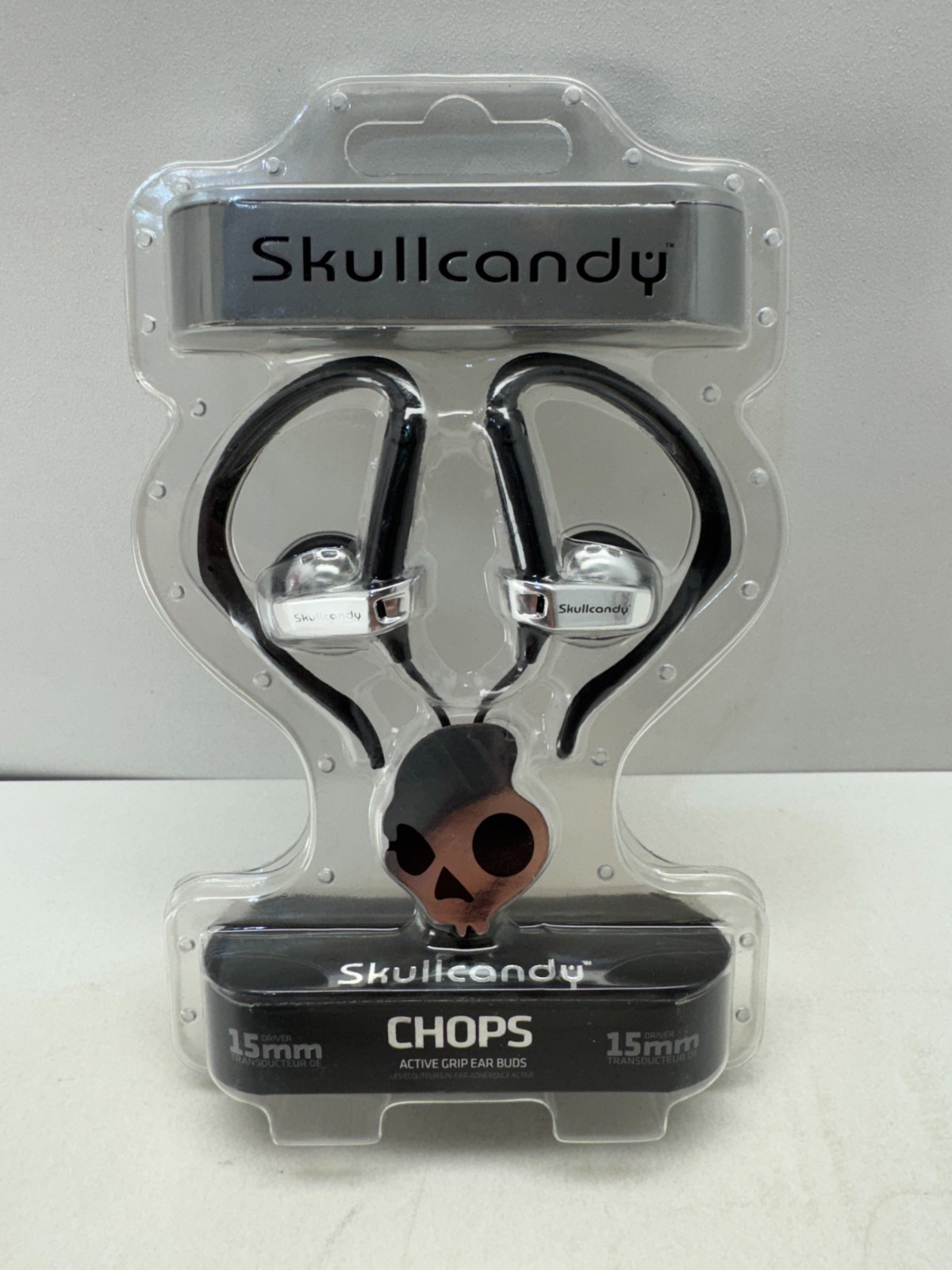 Vintage Skullcandy Chops Earbuds Silver Black Active Grip Sport Headphones New N