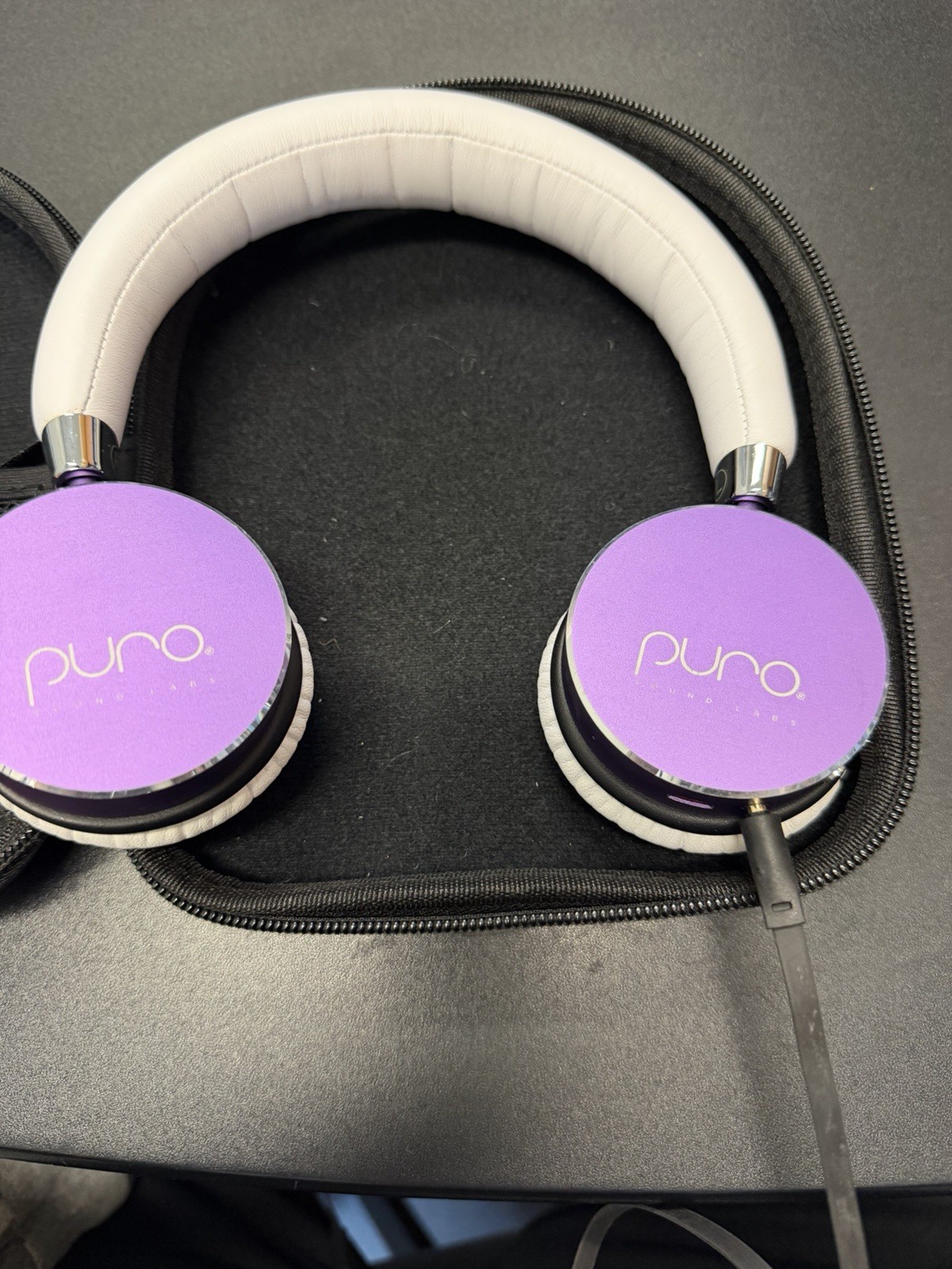 Puro BT2200 Bluetooth Headphones Purple Tested Working w/ Case & Cable