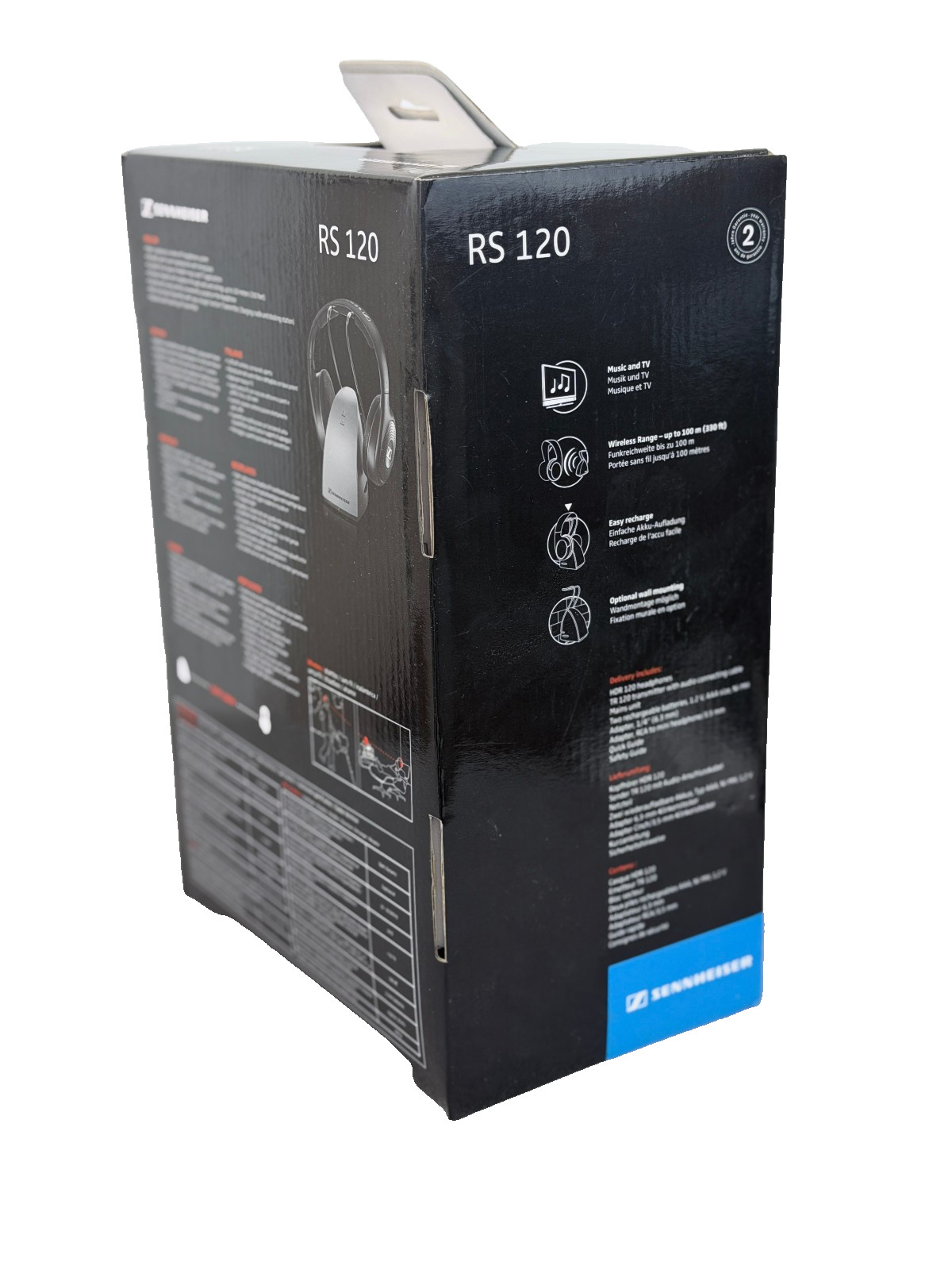 Sennheiser RS 120 Transmitter Base Only w/Box Cord Rechargeable Batteries Tested