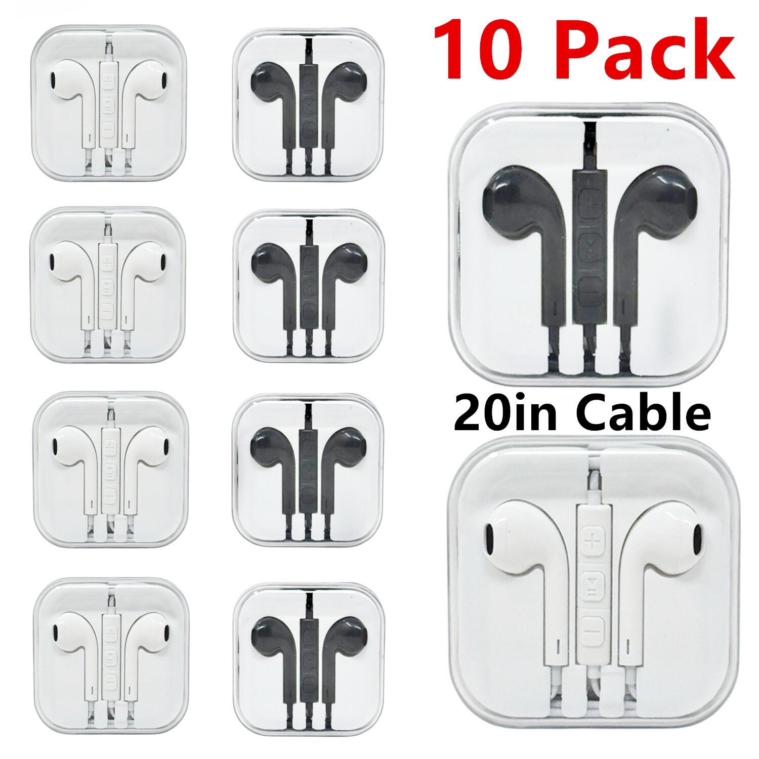 Wholesale 10 Pack Wired earbuds Headphones Earphones 3.5mm iPhone Android Ipod