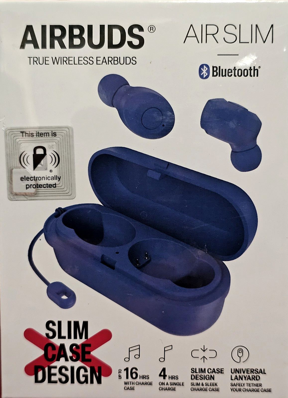 AIRBUDS Air Slim True Wireless Earbuds RARE BLUE color w/ Slim Charging Case NEW