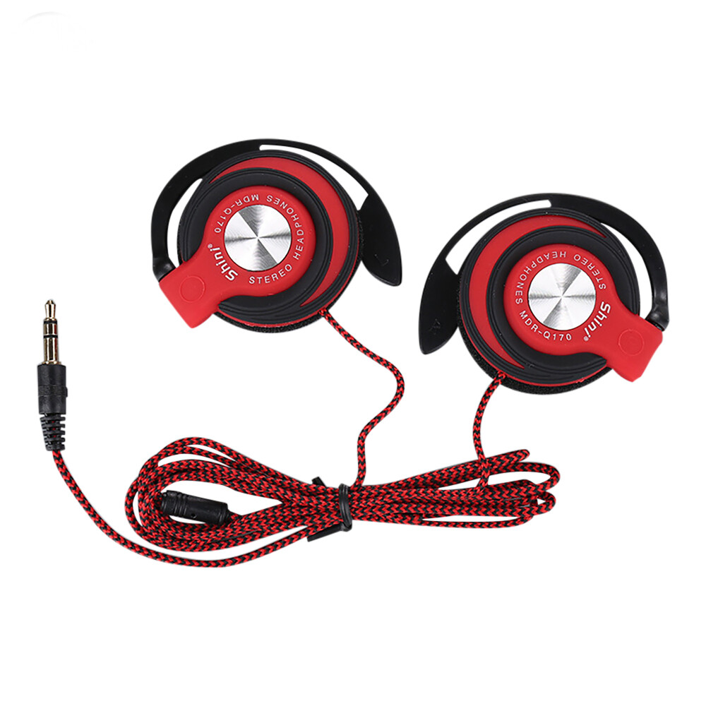 3.5mm Wired Headphones Heavy Bass Headset Over-ear Adjustable Ear Hook Earphones