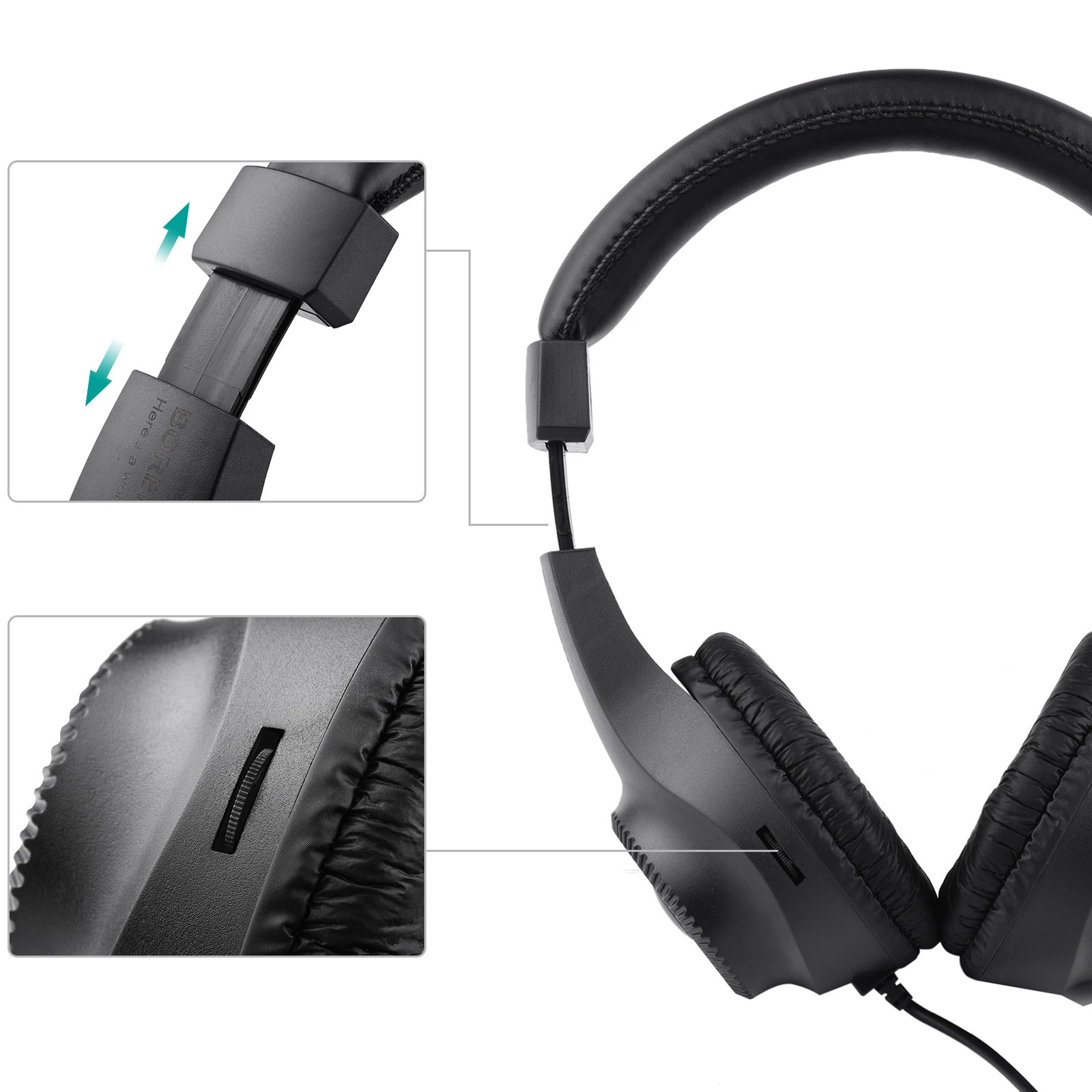 Wired Stereo Monitor Headphones Over-ear Headset with 50mm Driver 6.5mm Plug