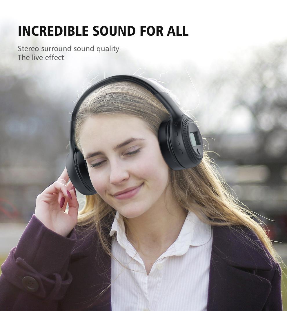 Zealot B19 Headphones Lcd Display Hifi Bass Stereo Earphone Bluetooth Wireless H