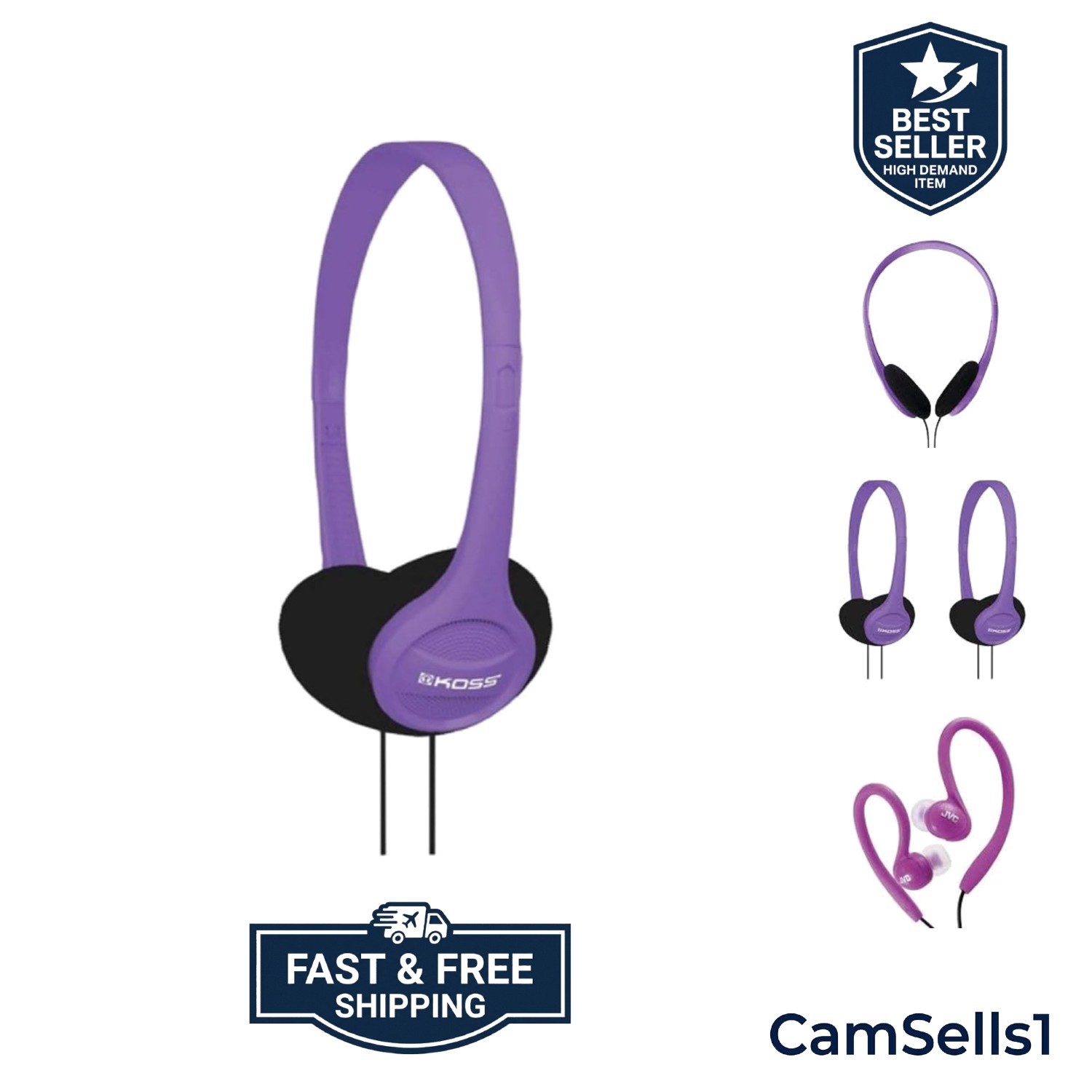 Portable On-Ear Headphone with Adjustable Headband – Violet