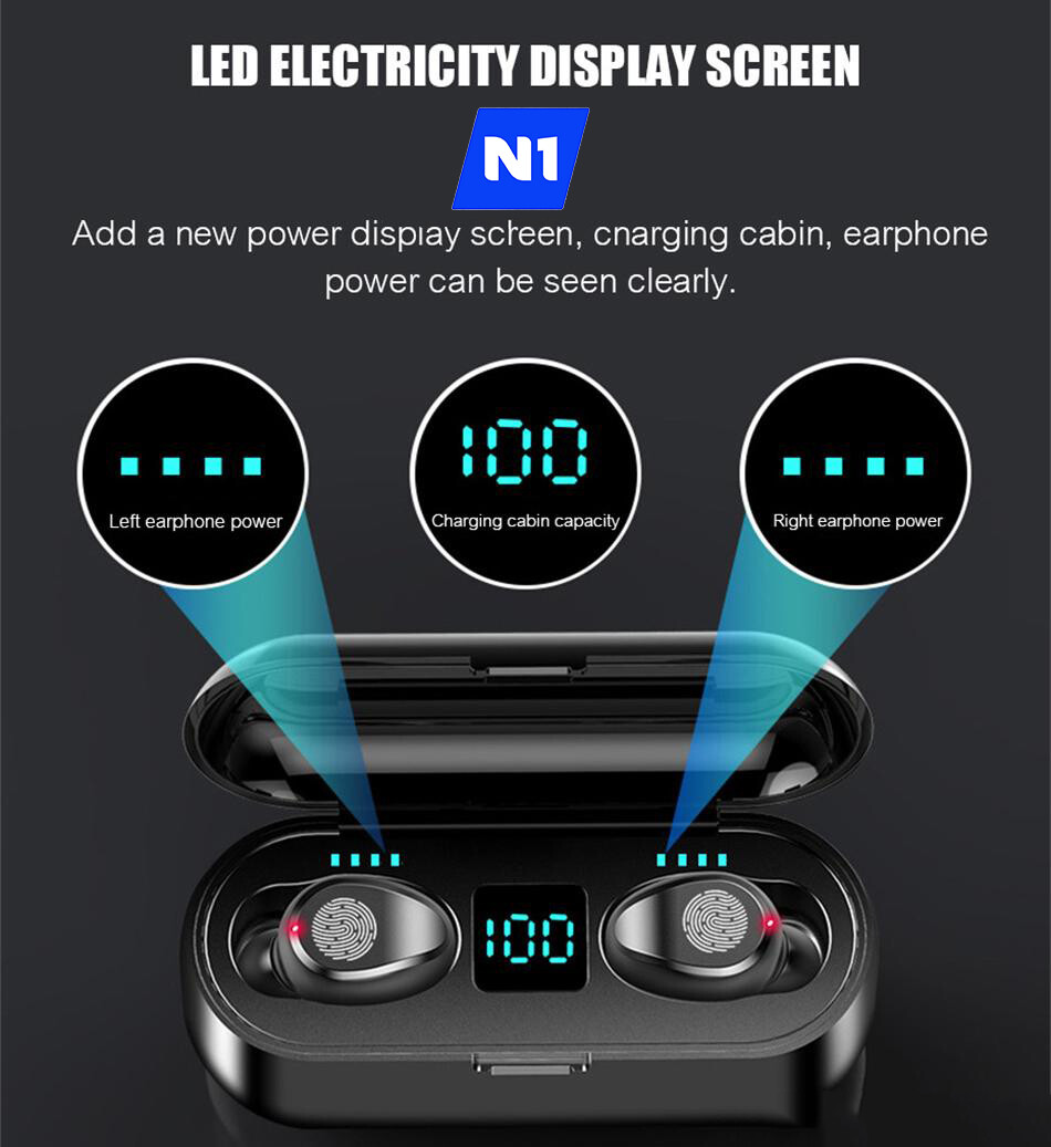 N1 Bluetooth Headset 5.0 Wireless Earphones Mini Earbuds Stereo Headphones IPX6