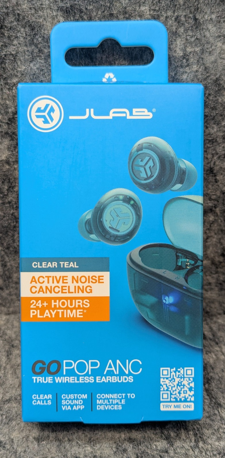 JLab Go Pop ANC True Wireless Bluetooth Earbuds – Transparent/Clear Teal 🔥New🔥