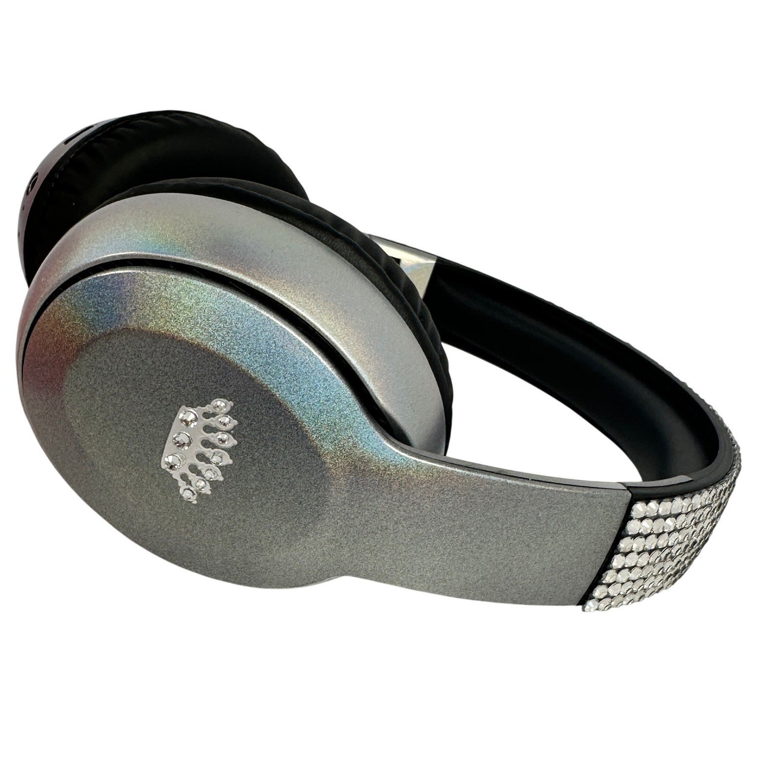 Juicy Couture Iridescent Silver Rhinestone Wireless Bluetooth Headphones NIB