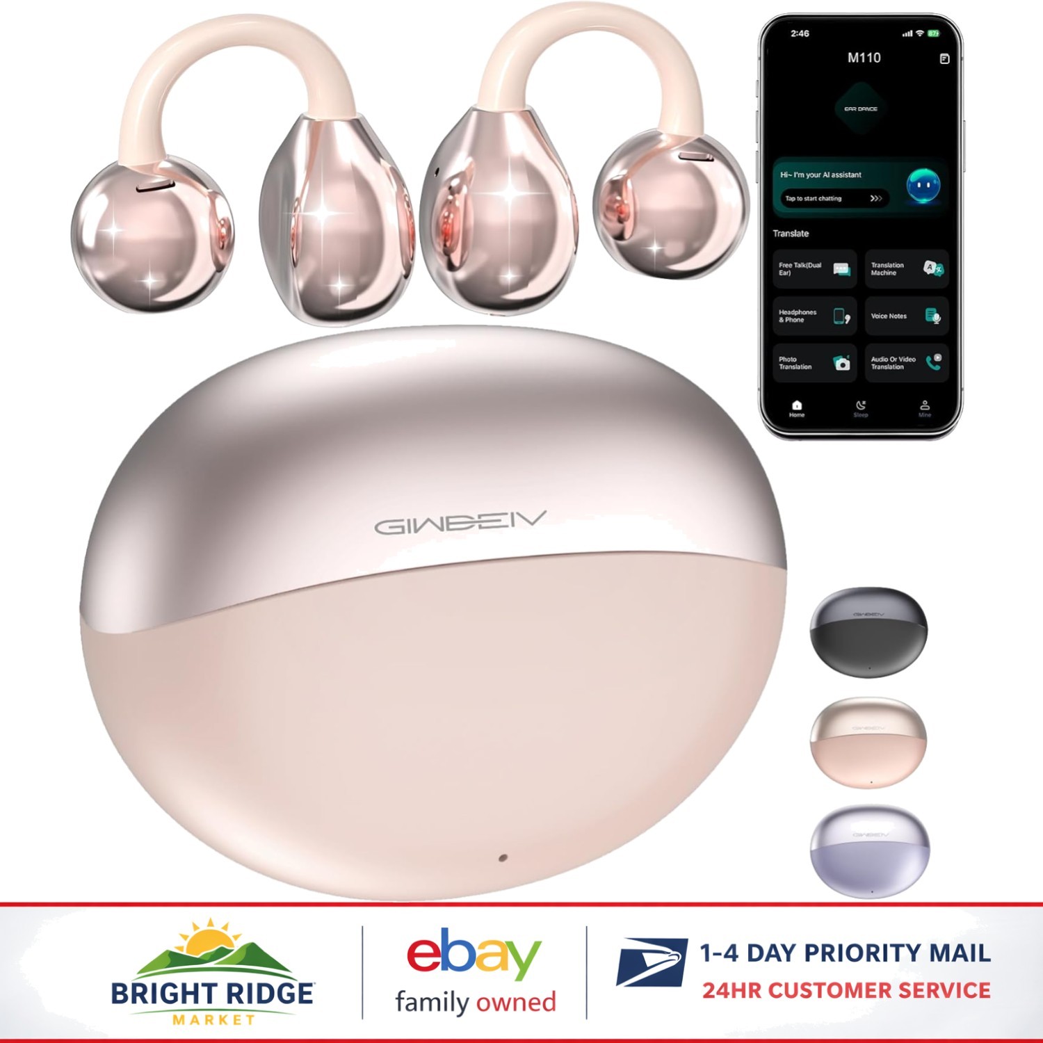 Comfortable Clip-On Earbuds with Multi-Language Support for Various Scenarios