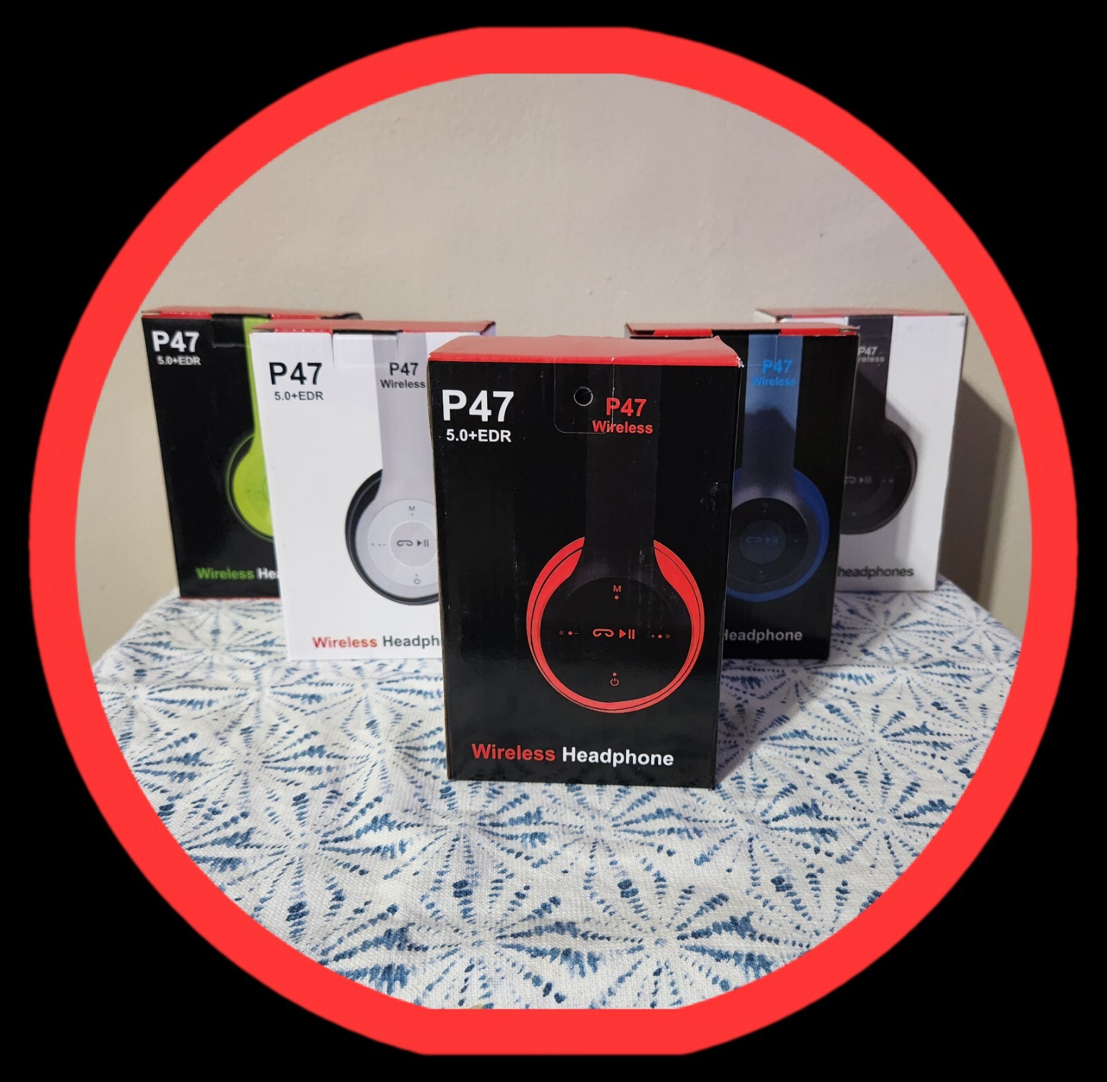 P47 5.0 + EDR Wireless Headphone – RED/GREY