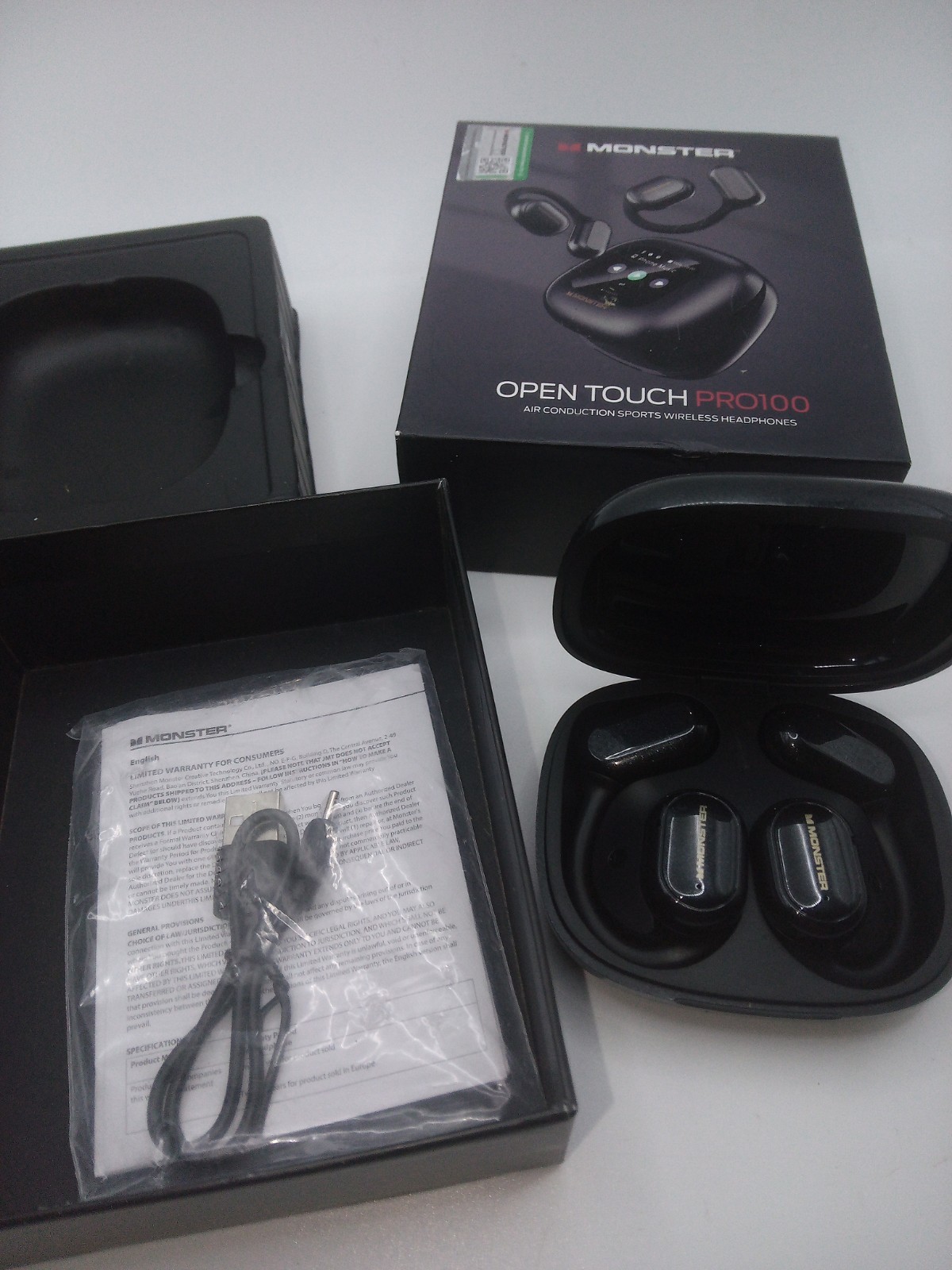 Monster Open Touch Pro 100, Open Ear Headphones Touch Screen Earbuds, Bluetooth