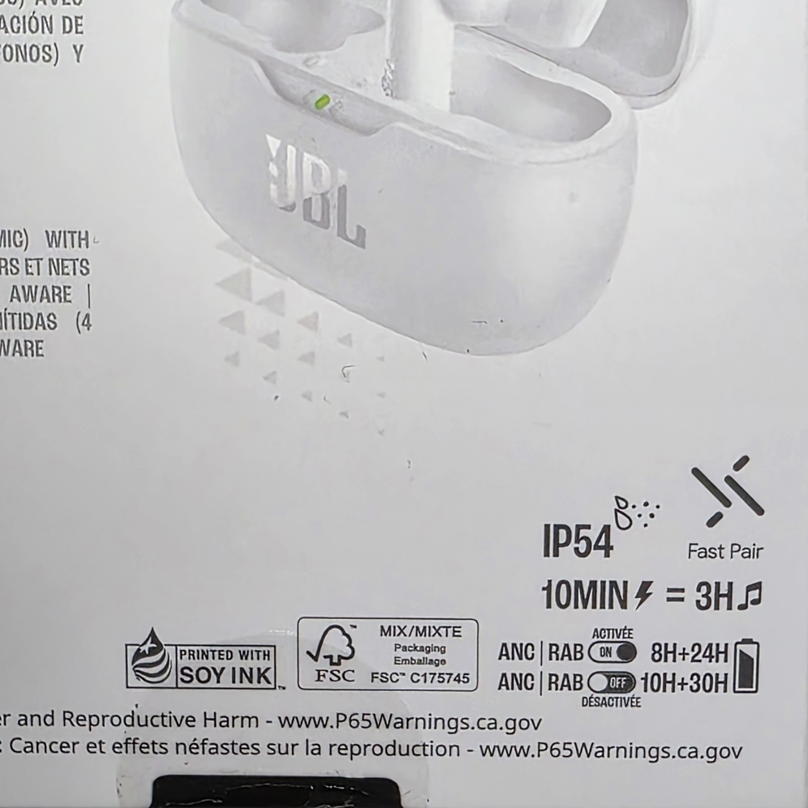 JBL Vibe Beam 2 TrueWireless Noise Cancelling Earbuds White Pure Bass Sound