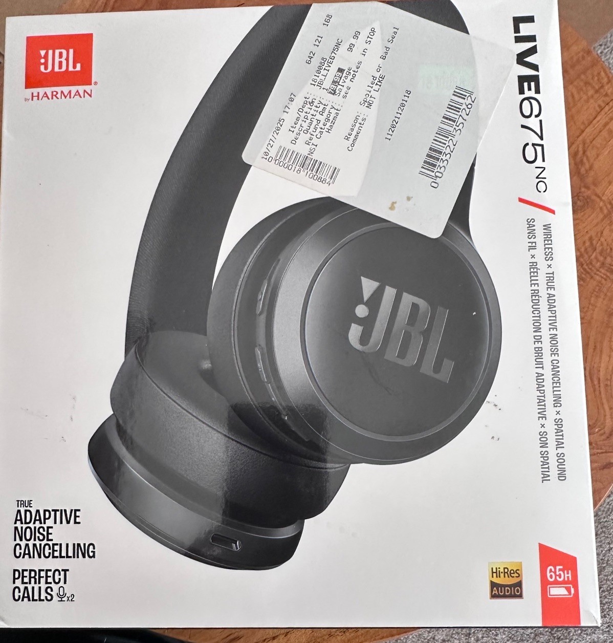 JBL Live 675NC Wireless On-Ear Headphones with Adaptive Noise Cancelling