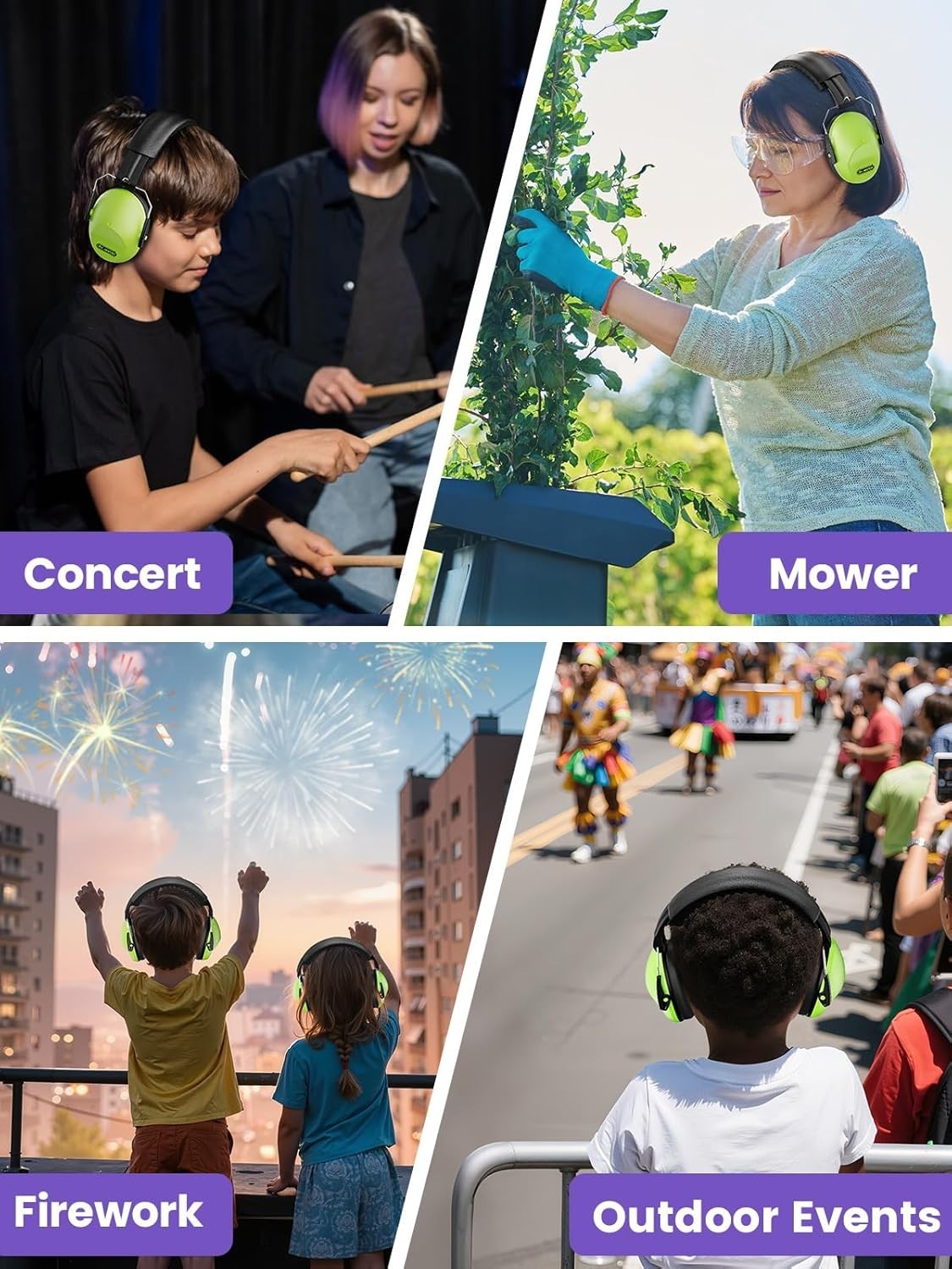 27.4dB Noise Cancelling Earmuffs for Kids & Adults – EM100 Adjustable Protection
