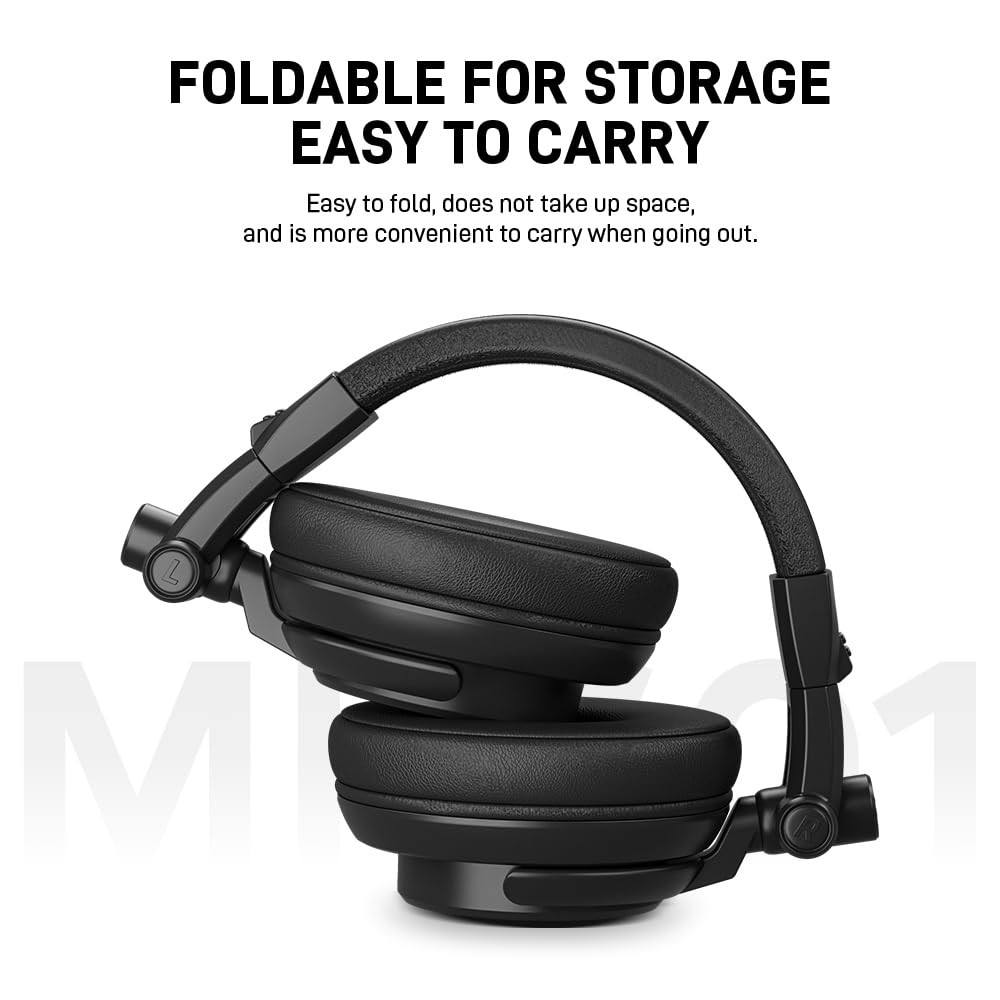 MH601 Professional Studio Monitor Headphones, Wired Closed Back Over Ear DJ H…