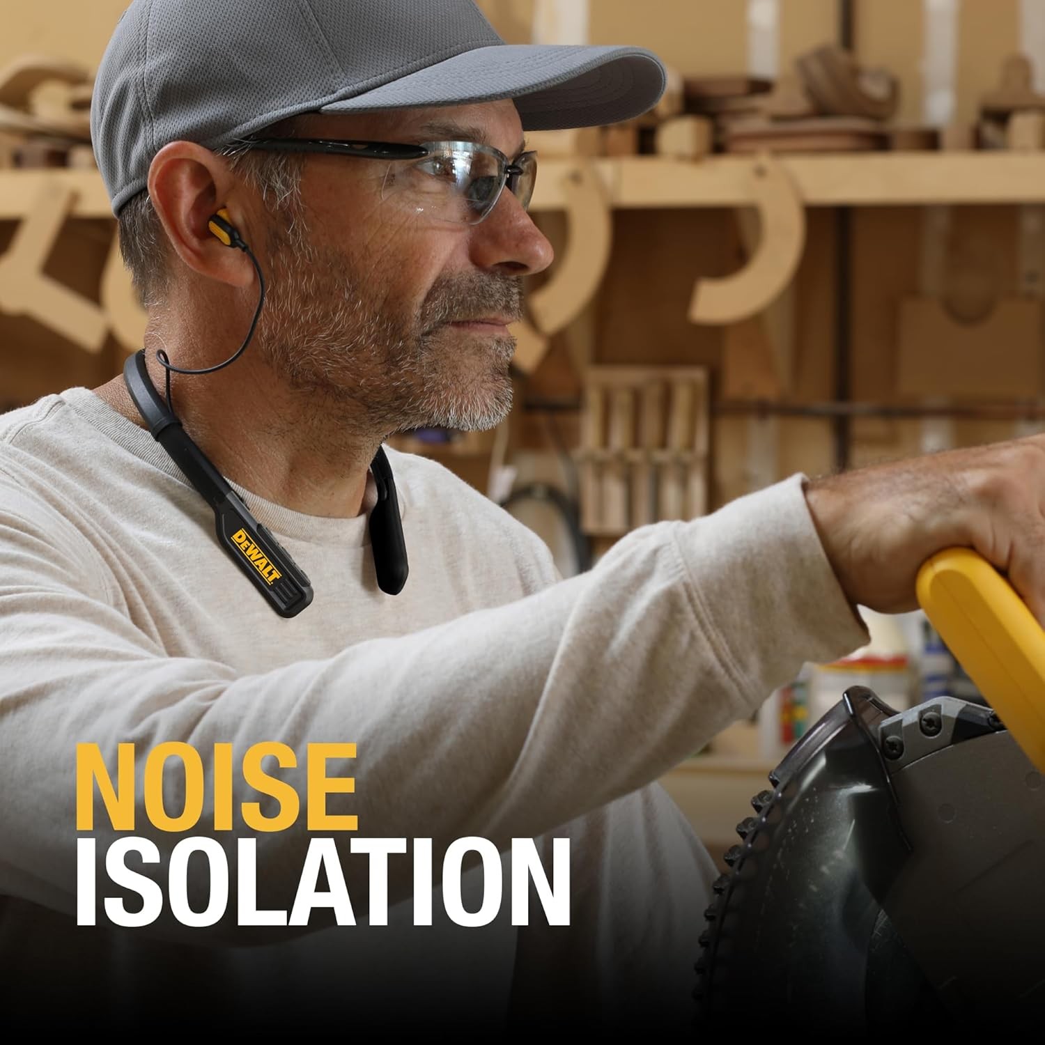 DEWALT Heavy Duty Black Edition 2-In-1 Neckband Bluetooth Headphones W/Built-In