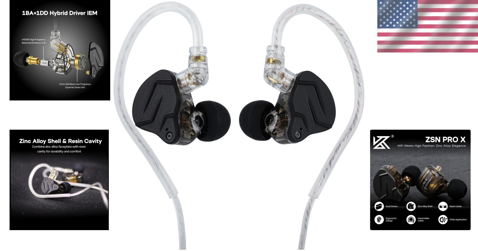 Advanced KZ ZSN PRO X HiFi In-Ear Monitors – Detachable Cable & Noise Isolation