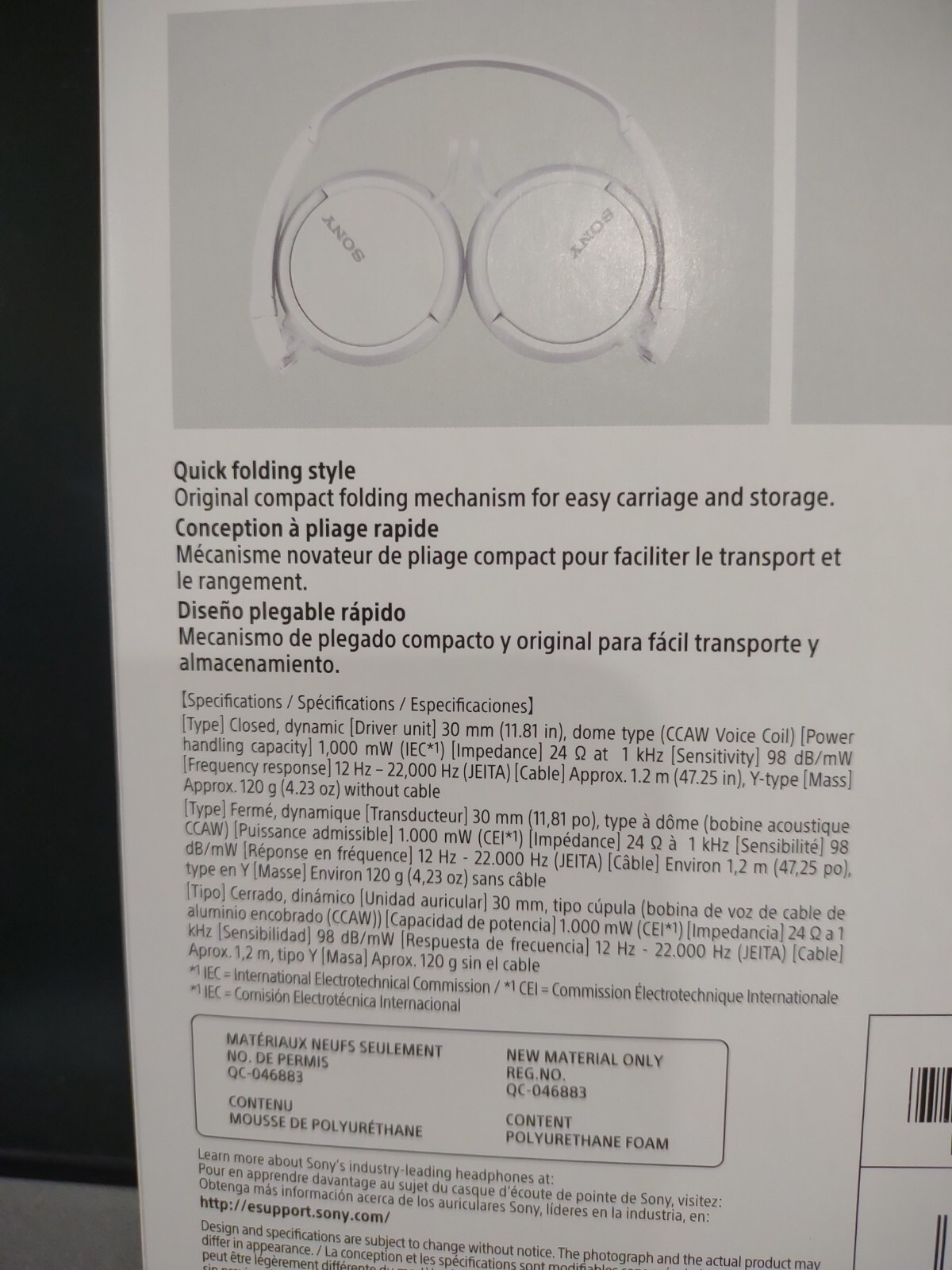 Brand New Sony MDR-ZX110 Ear-Pad (On the Ear) Headphones – White + freebies