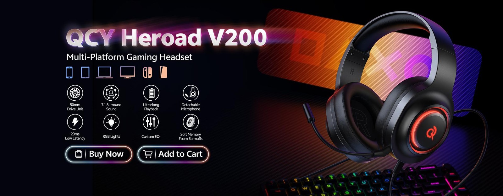 Qcy H3 Pro Anc Wireless Headphone 50db Noise Canceling Hi-res Spatial Audio Earp