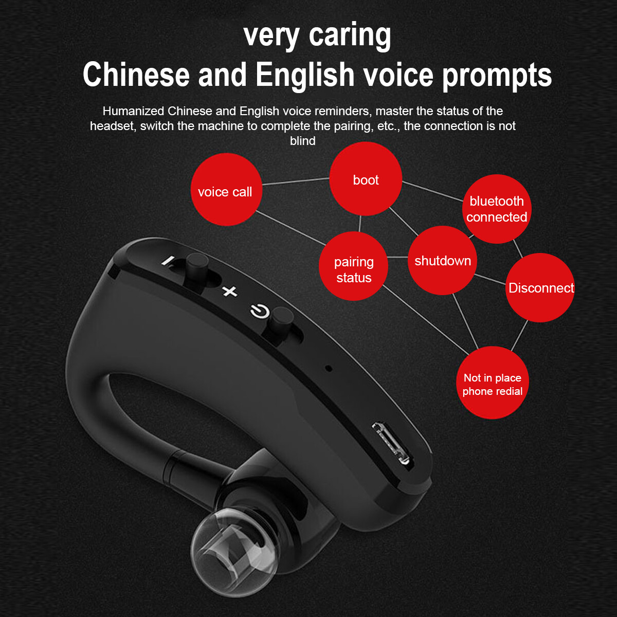 Trucker Bluetooth 5.2 Wireless Headset With Noise Cancelling Mic For Phones PC