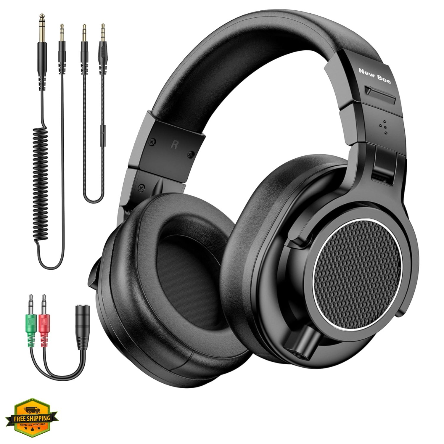 Wired Over Ear Headphones, Studio Headphones with 50mm Drivers and 6.35mm & 3…