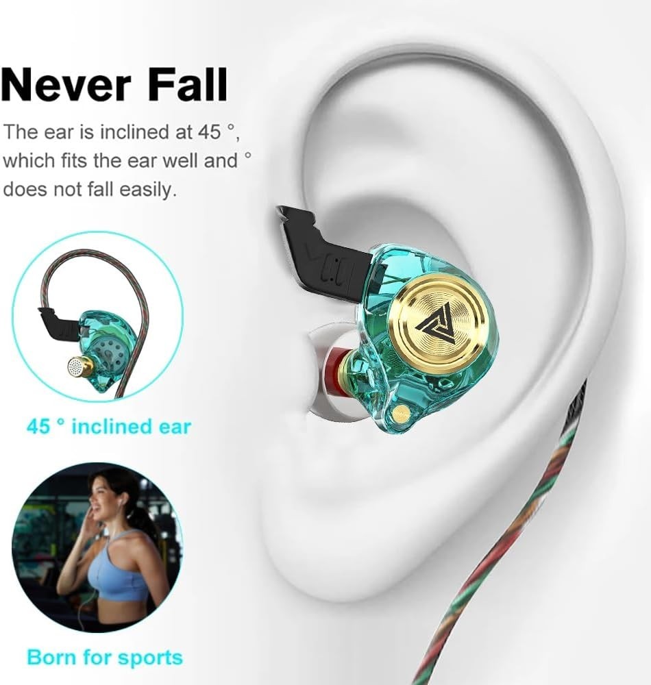 AK3FILE Wired Gaming Earbuds with Deep Bass and Noise Cancellation – Green